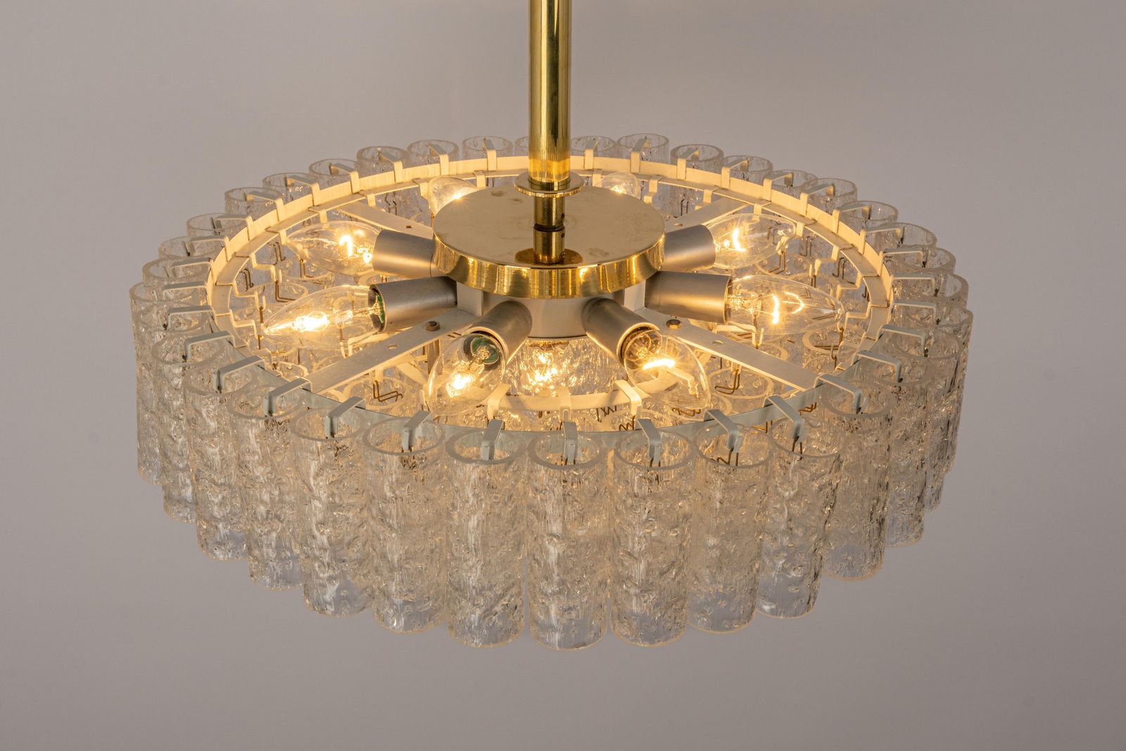 photo for sale Large Doria Ice Glass Tubes Chandelier, Germany, 1960s