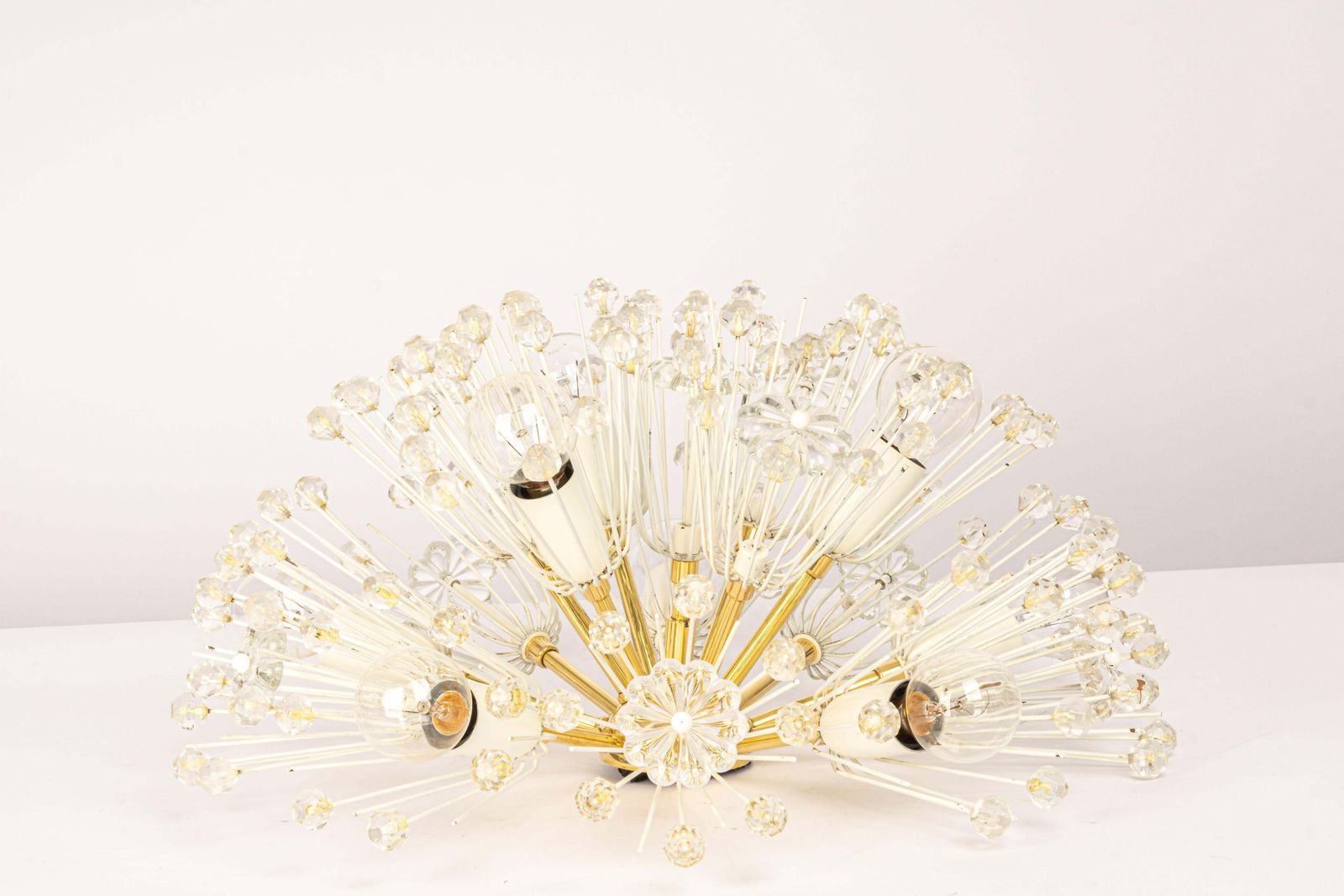 1 Of 3 Starburst Brass And Crystal Flush Mount By Emil Stejnar, Austria, 1960s photo furniture