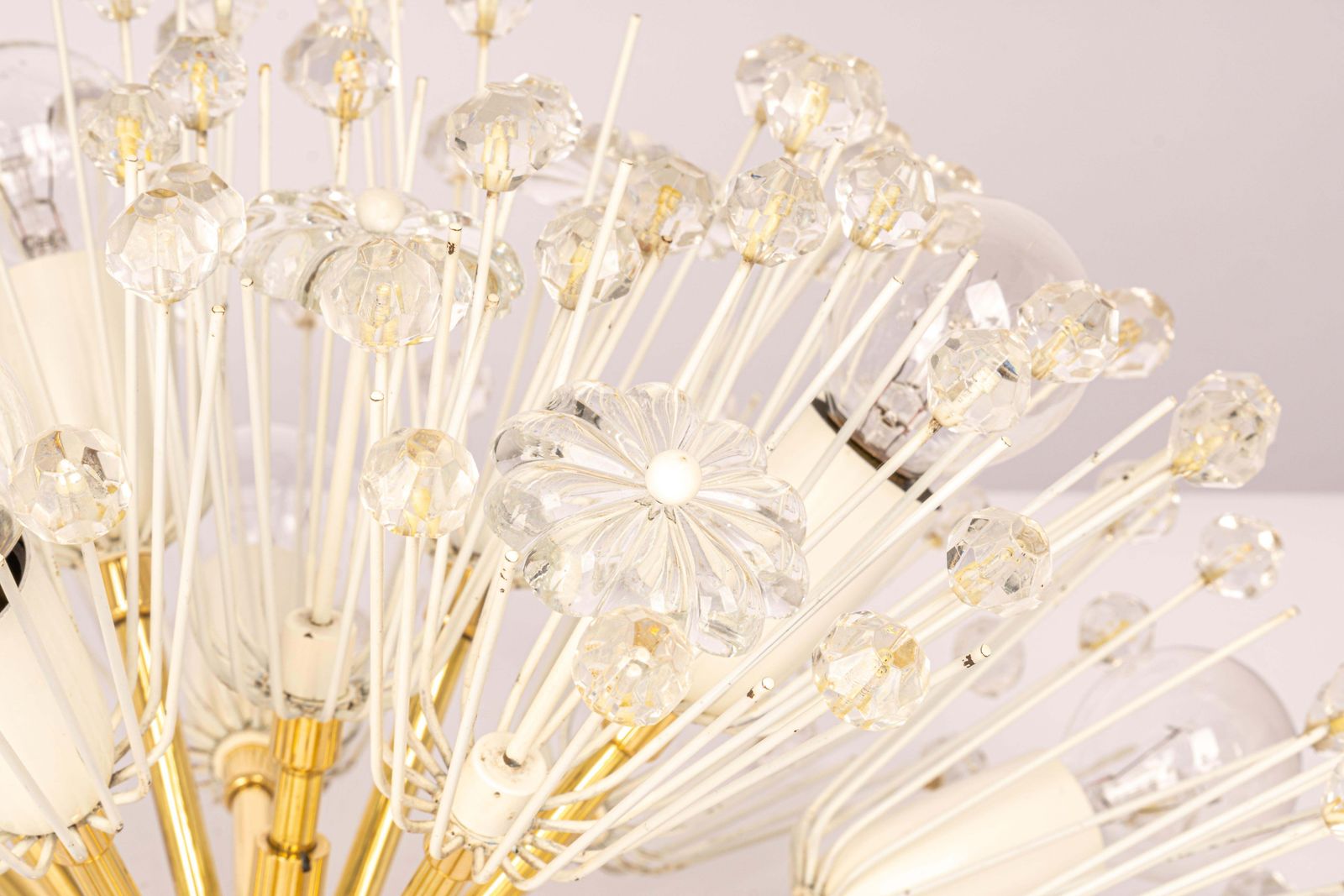 1 Of 3 Starburst Brass And Crystal Flush Mount By Emil Stejnar, Austria, 1960s photo 1977.0