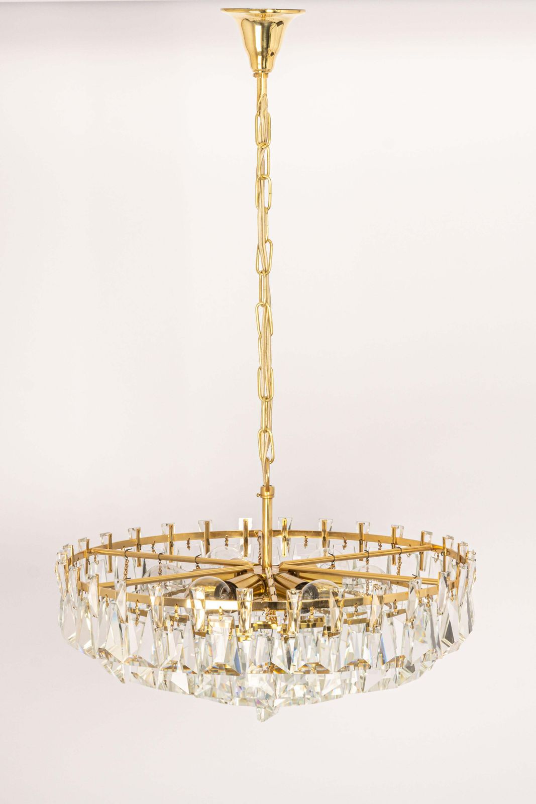 Large Gilt Brass And Crystal Chandelier, By Palwa, Germany, 1970s photo furniture