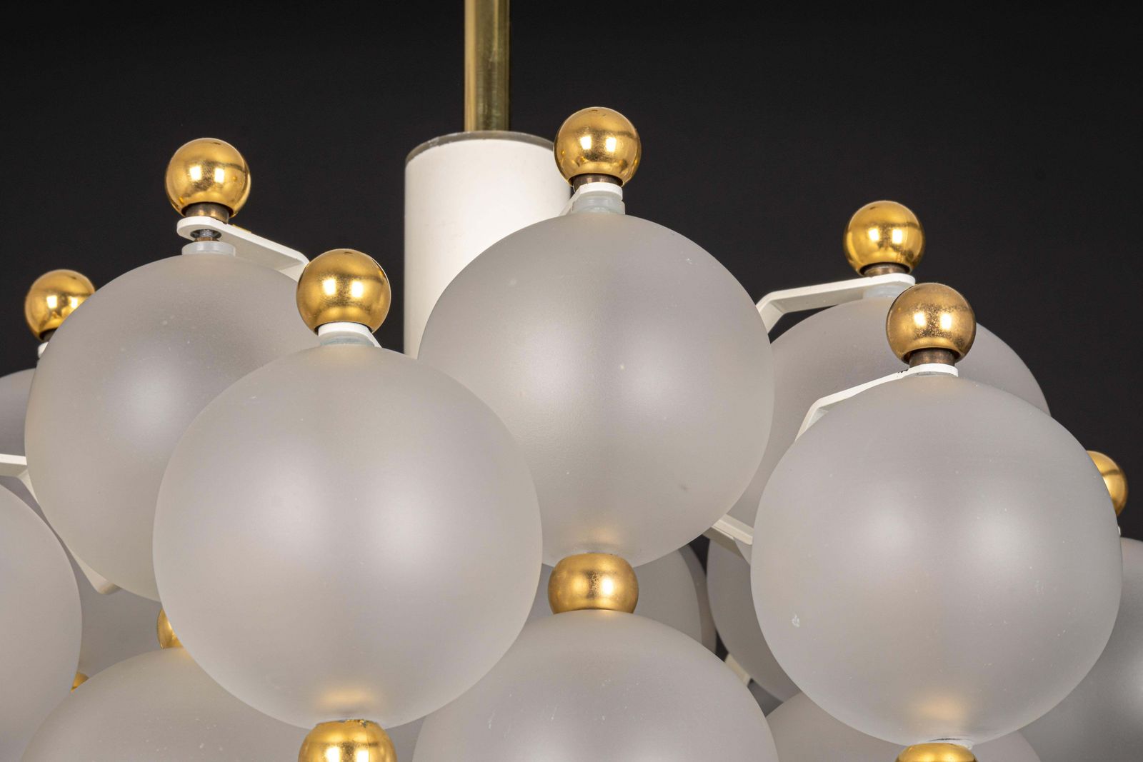 Large Frosted Glass And Brass Chandelier By Kinkeldey, Germany, 1970s photo 1891.0