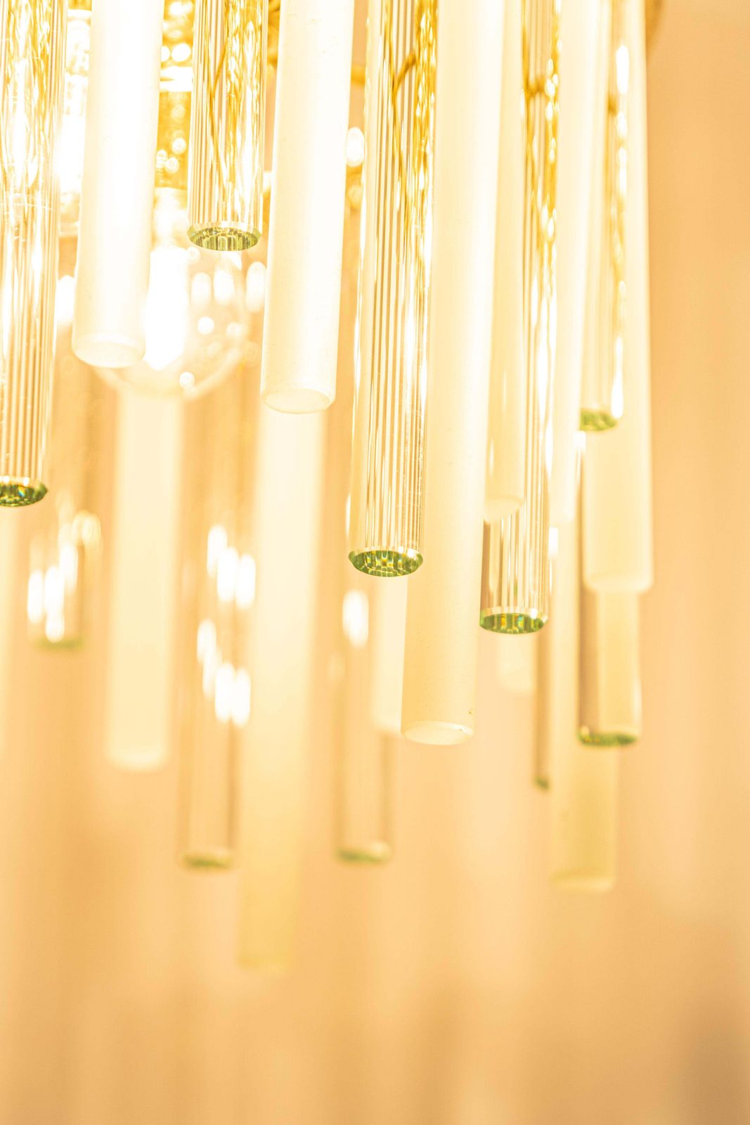 Lighting Stunning Gilt Brass And Crystal Glass Rods Chandelier By C.Palme, Germany, 1970s photo