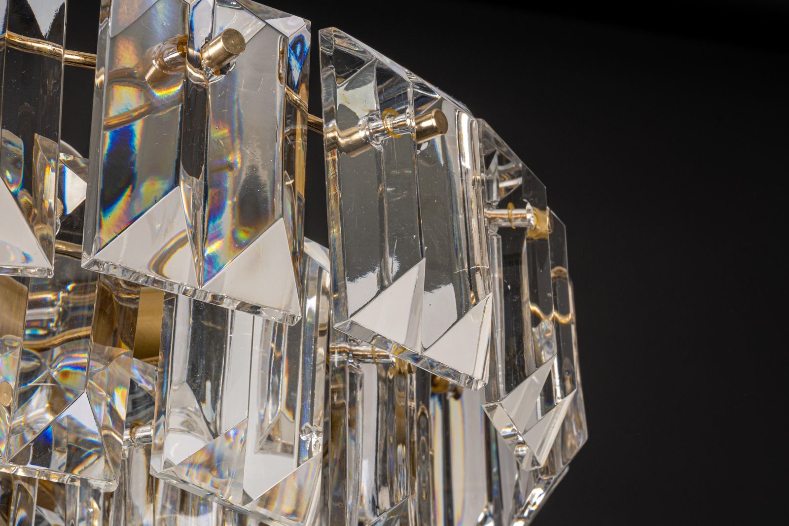Lighting Stunning Chandelier, Brass And Crystal Glass By Kinkeldey, Germany, 1970s photo