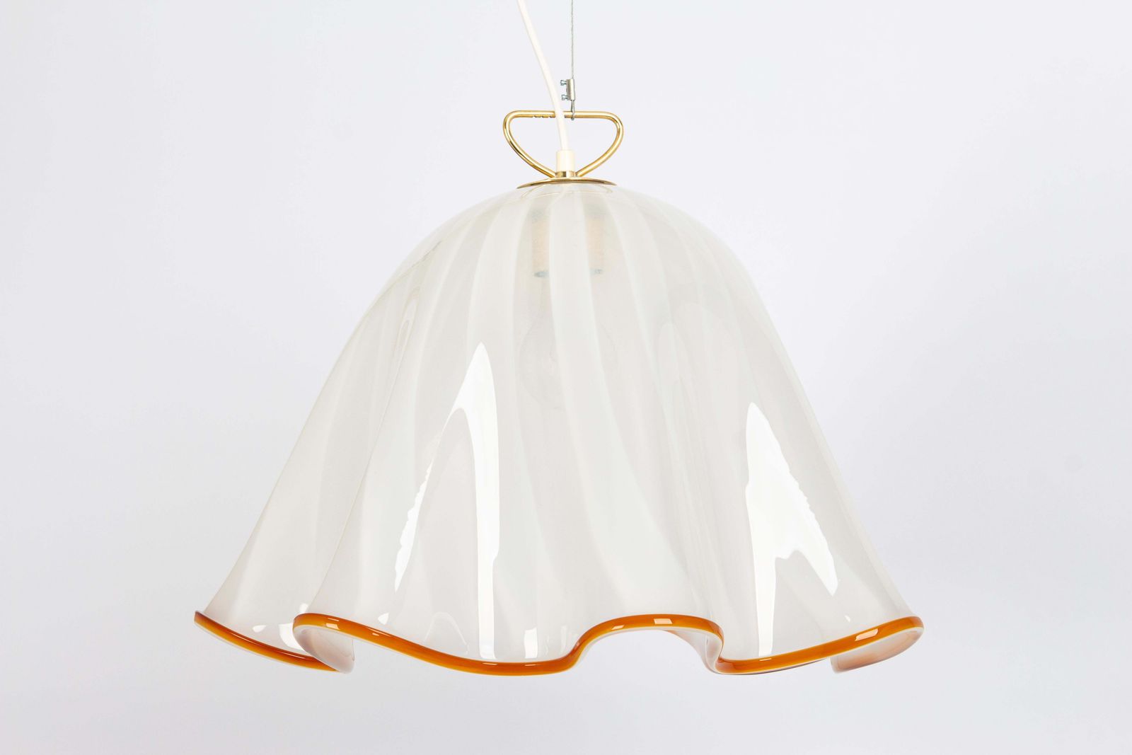 Large White Glass Pendant Light By Kalmar Fazzoletto, Austria, 1970s photo for sale
