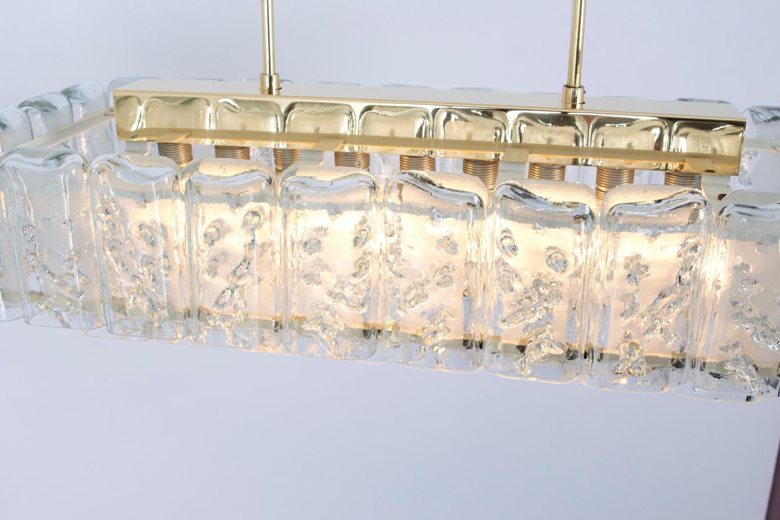 Lighting Large Doria Ice Glass Tubes Chandelier, Germany, 1960s photo