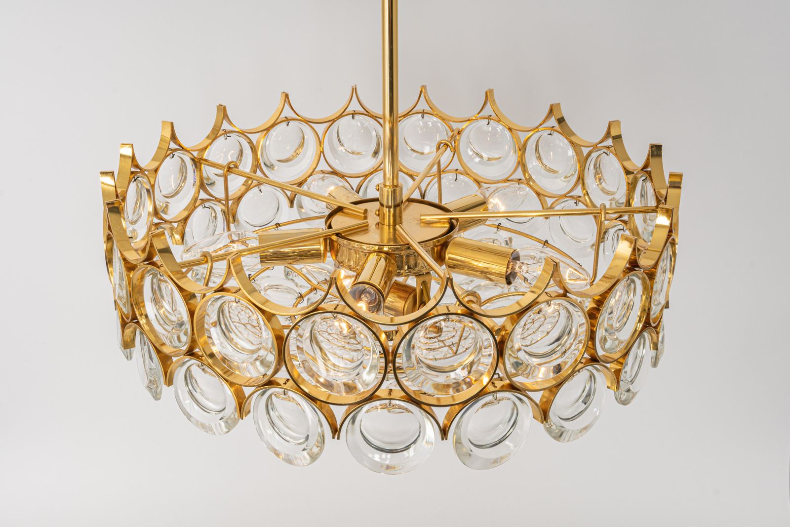 Brass And Crystal Chandelier, Sciolari Design By Palwa, Germany, 1970s photo Lighting