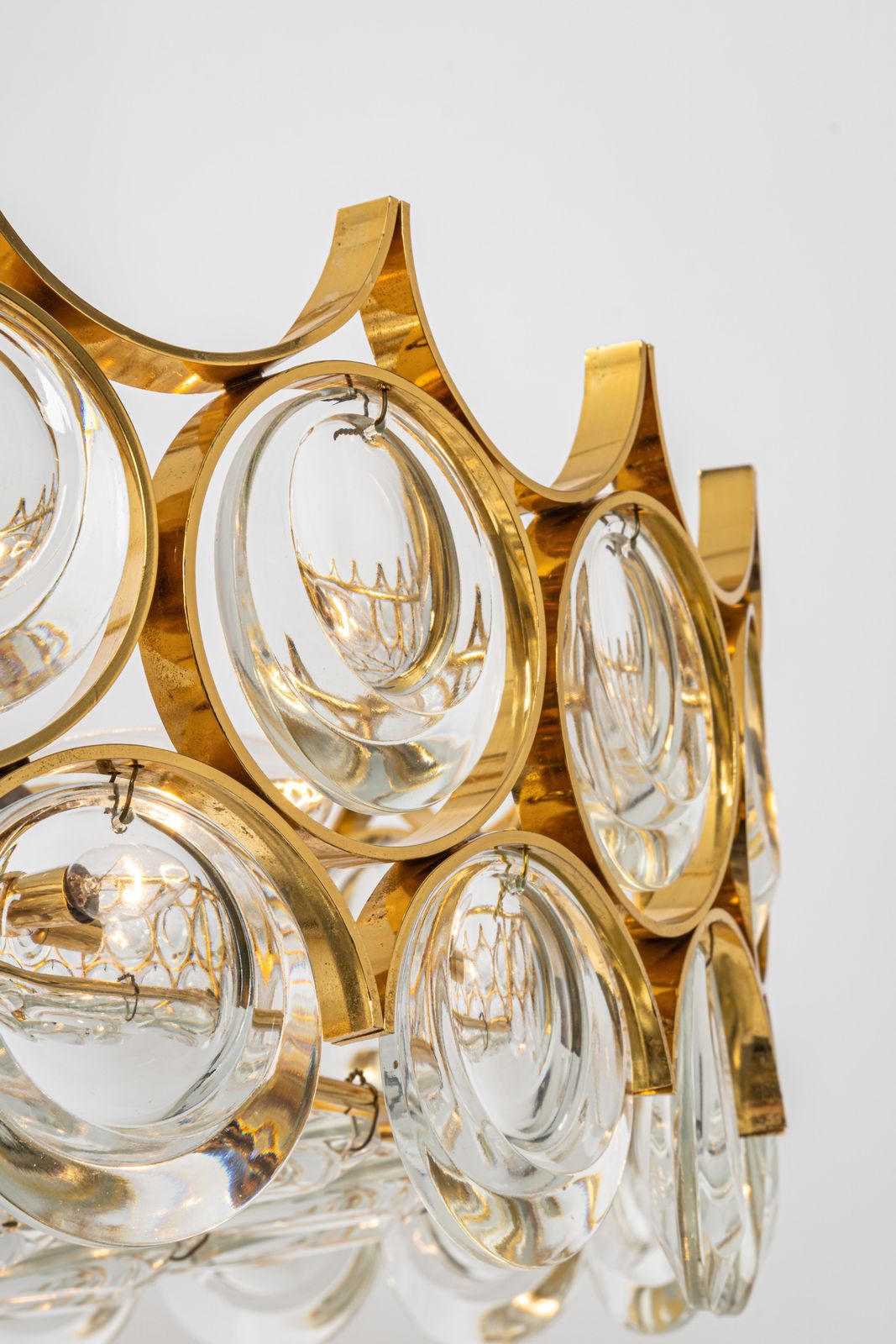 photo for sale Brass And Crystal Chandelier, Sciolari Design By Palwa, Germany, 1970s