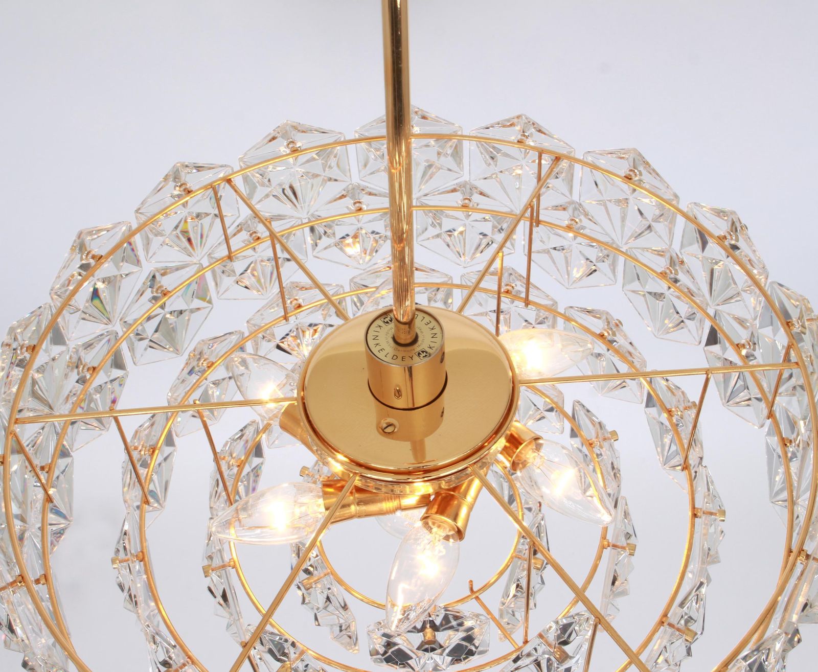 photo buy 1 Of 2 Kinkeldey Chandelier Gilt Brass And Crystal Glass, Germany, 1970s