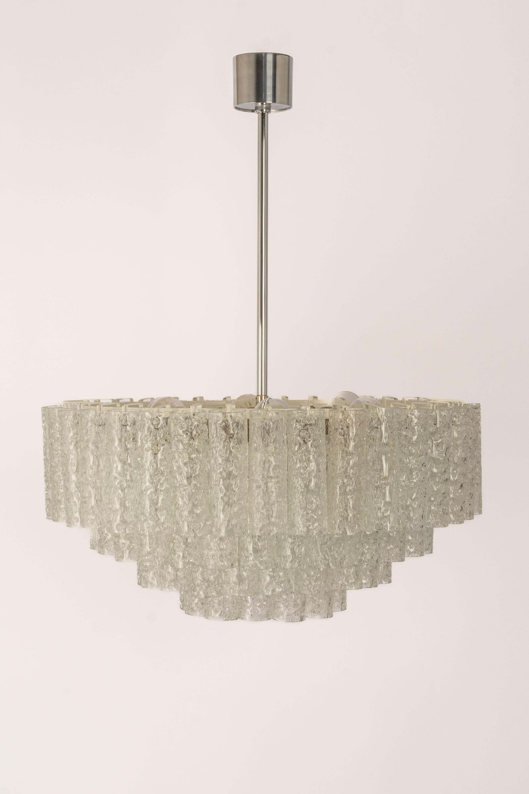 1 Of 3 Large Doria Ice Glass Tubes Chandelier, Germany, 1960s photo furniture