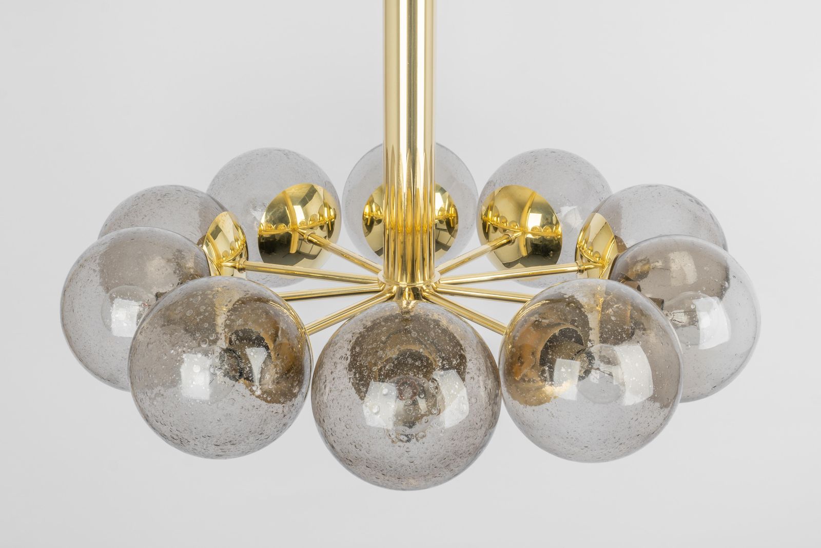 Large Stunning Kaiser Sputnik Smoked Glass Globes Chandelier, Germany, 1970s photo 2020.0