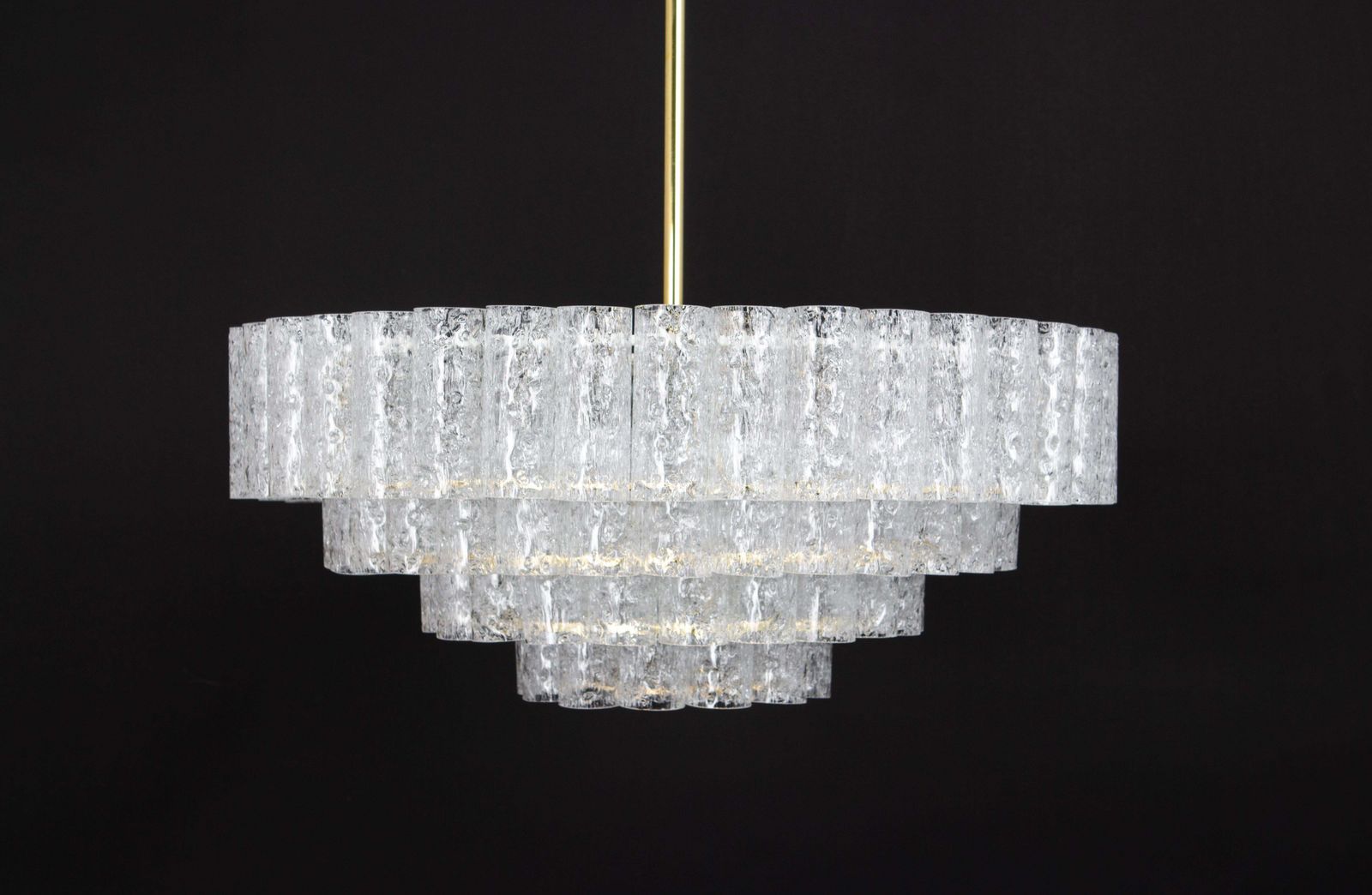 1 Of 5 Large Mid Century Doria Chandelier Ice Glass, 1960s, Germany photo buy