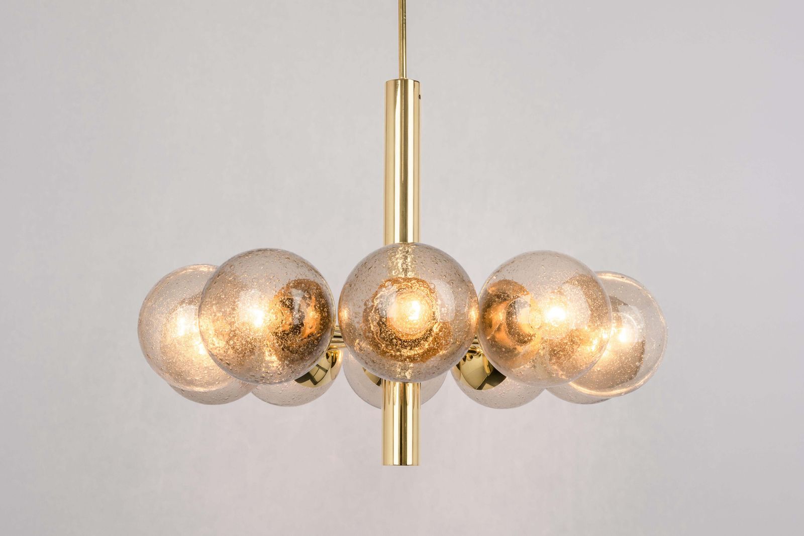 Large Stunning Kaiser Sputnik Smoked Glass Globes Chandelier, Germany, 1970s photo buy