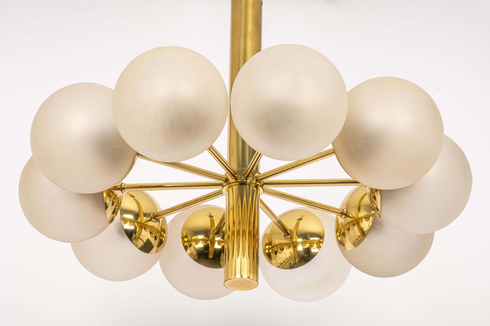Large Stunning Kaiser Sputnik Glass Globes Chandelier, Germany, 1970s photo for sale