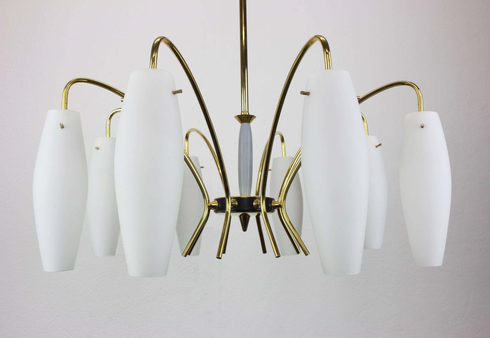 Large Italian Glass Sunburst Chandelier, Stilnovo Style, 1950s photo furniture