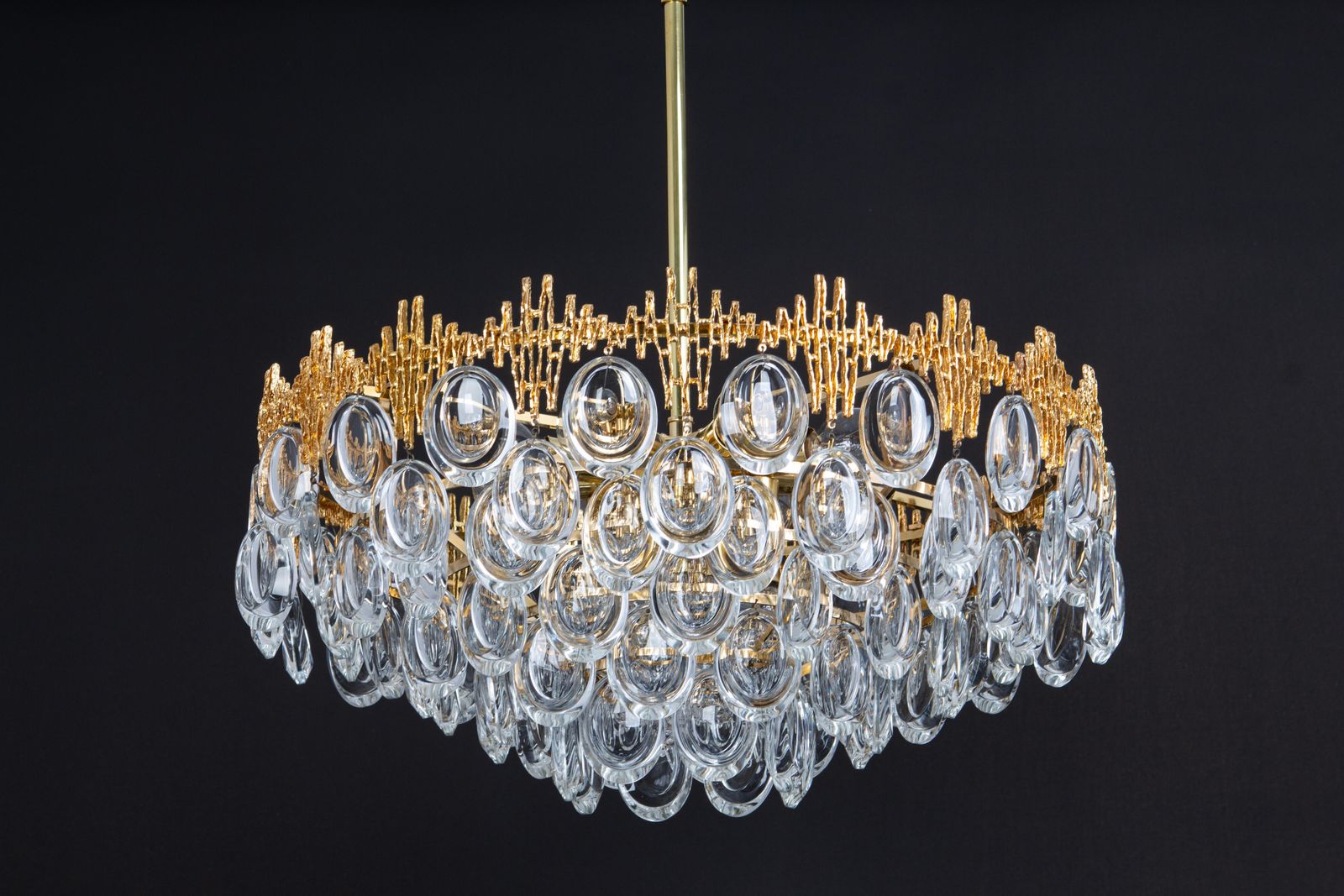 photo vinterior Stunning Large Brass And Crystal Chandelier, By Palwa, Germany, 1970s
