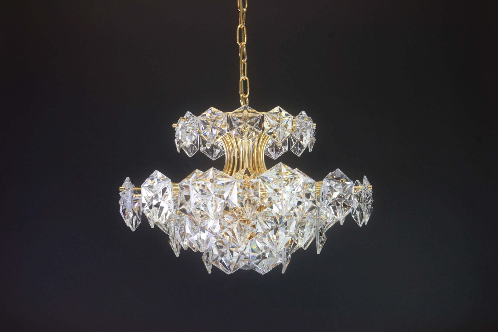Gilt Brass And Crystal Glass Chandelier By Kinkeldey, Germany, 1970s photo vinterior