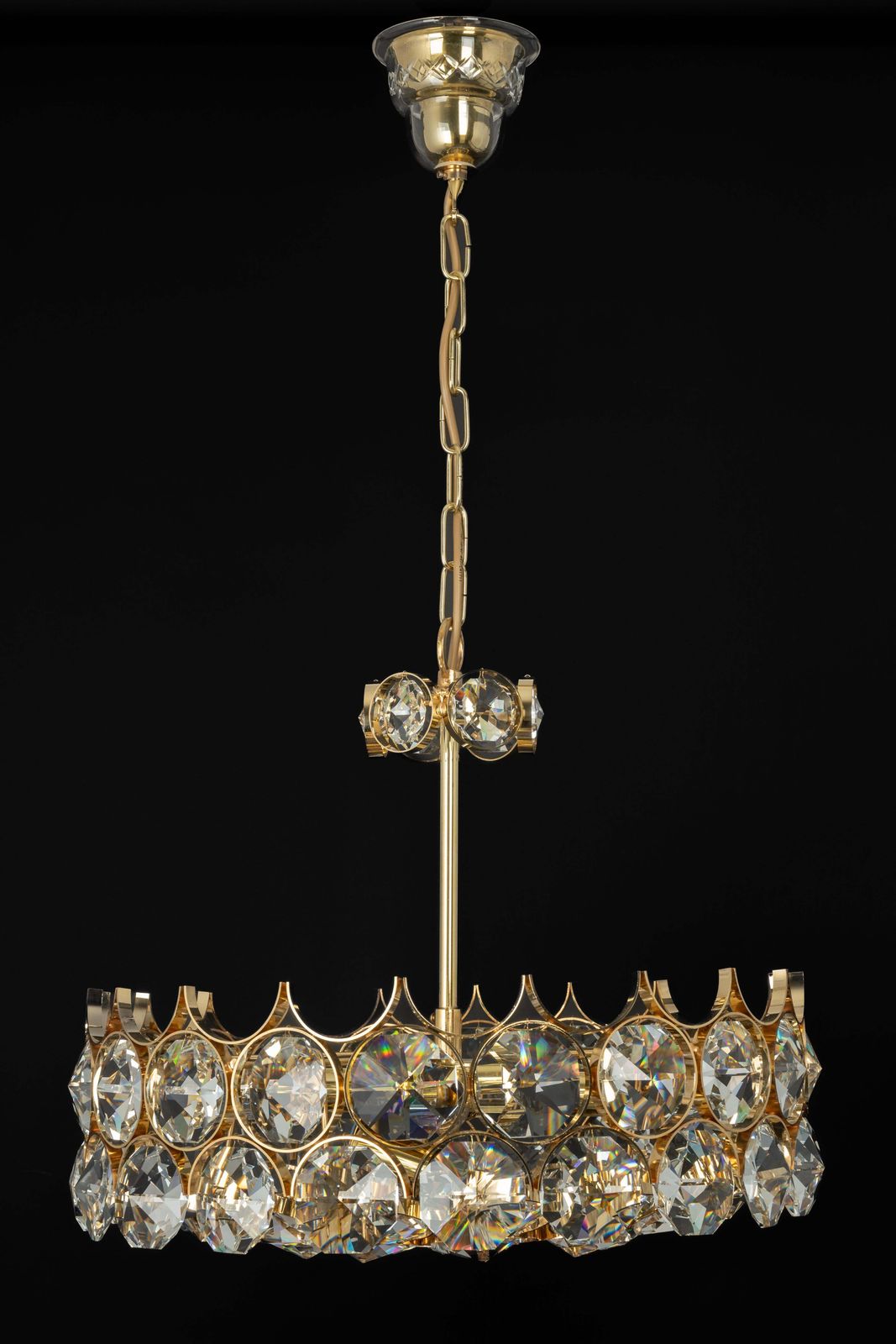 photo buy 1 Of 4 Large Gilt Brass Chandelier, Sciolari Design By Palwa, Germany, 1970s