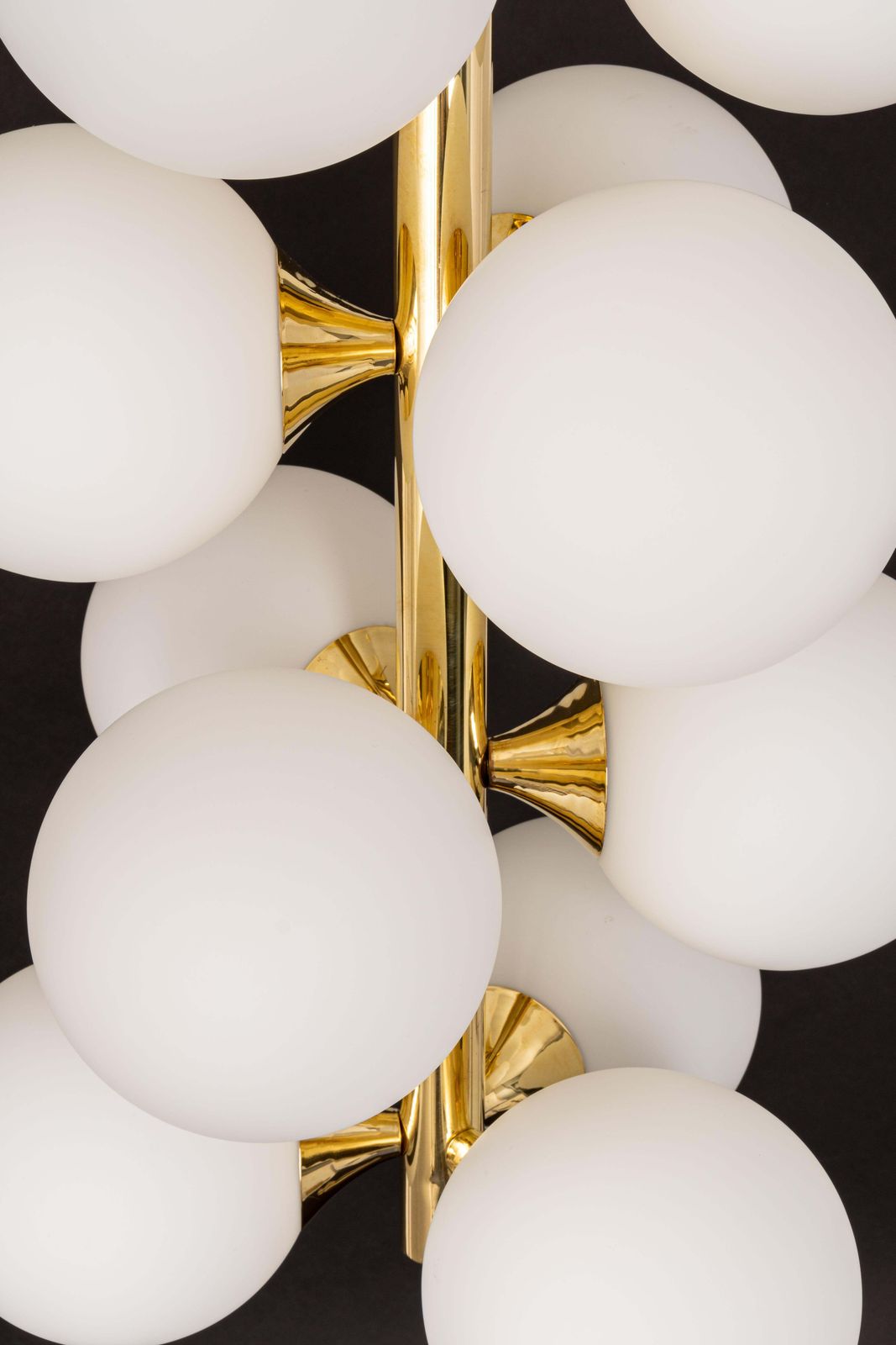 Large Stunning Kaiser Sputnik Glass Globes Chandelier, Germany, 1970s photo vintage