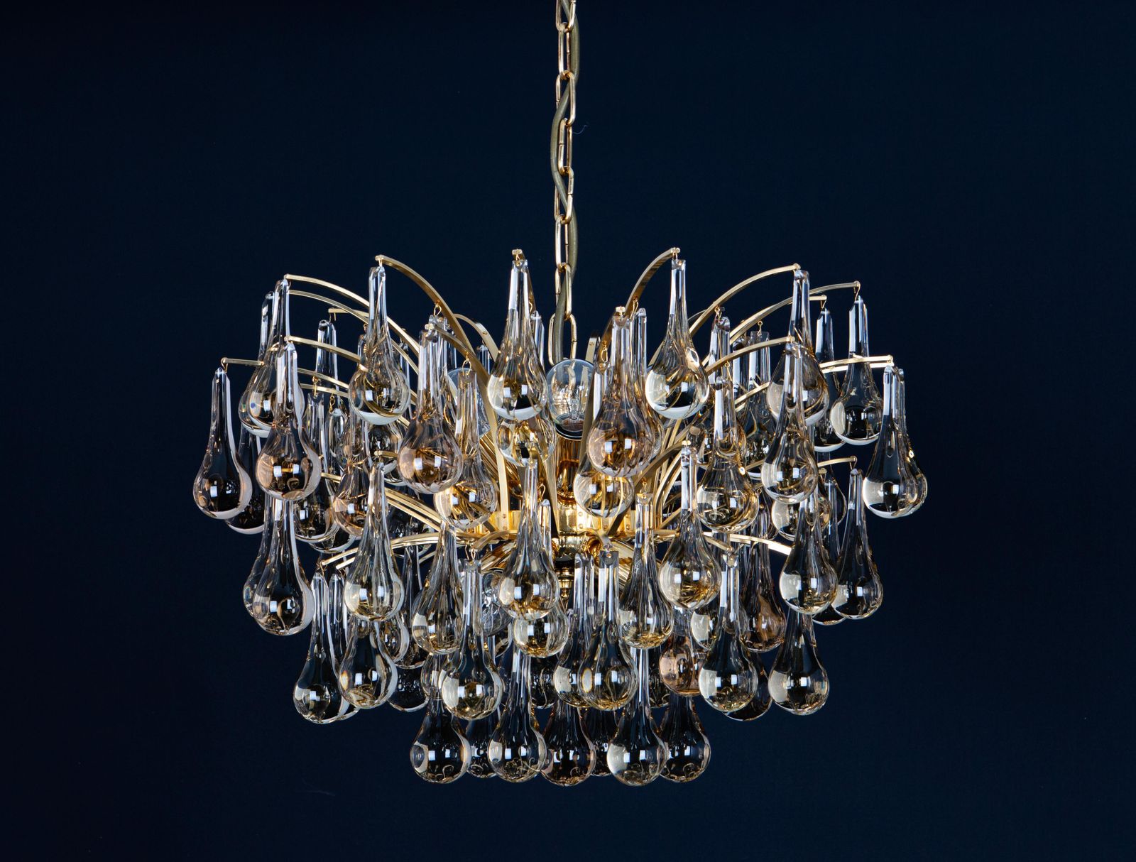 photo for sale Large Murano Glass Tear Drop Chandelier, Christoph Palme, Germany, 1970s