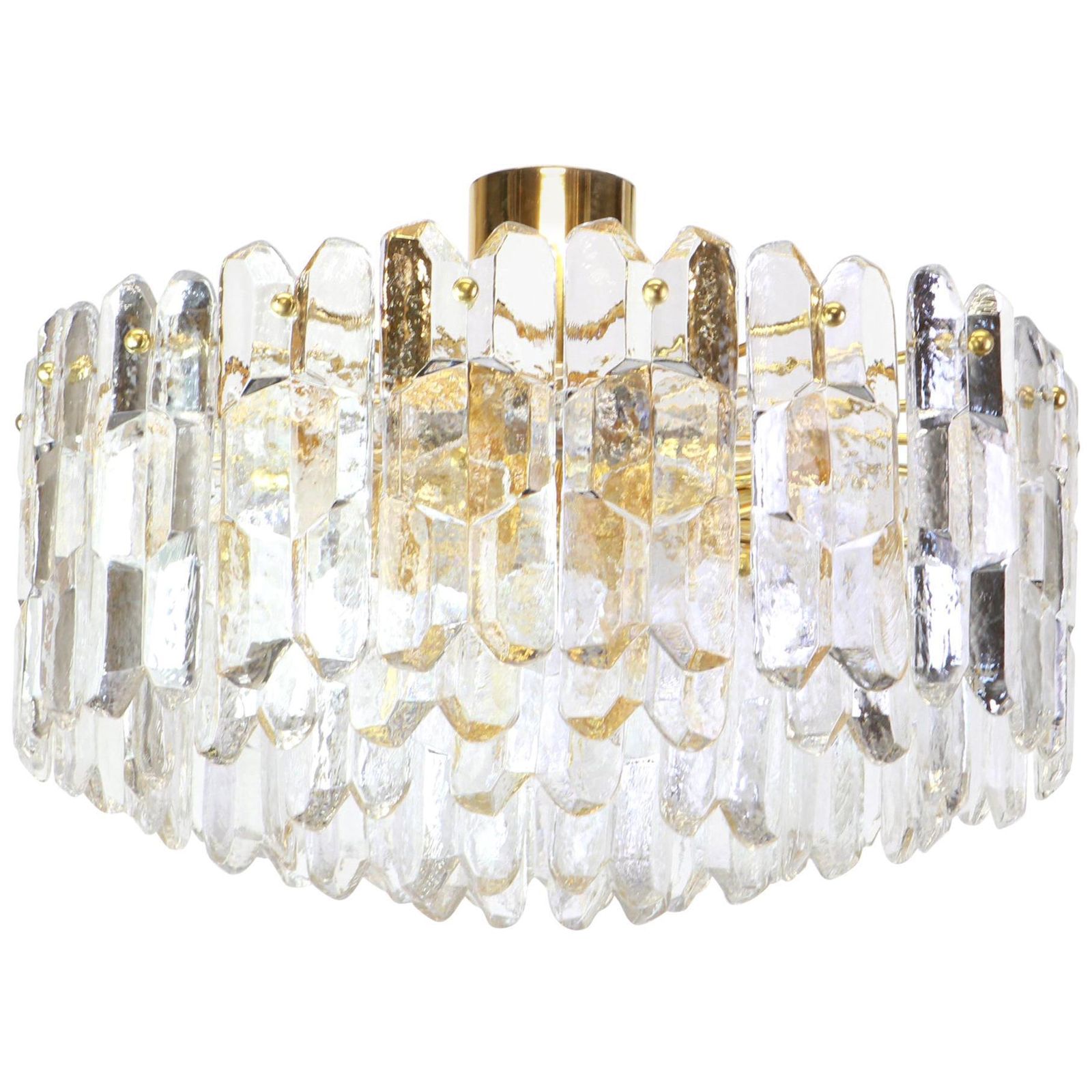 Stunning Gilt Brass, Crystal Glass Light Fixture Palazzo, Kalmar, Austria, 1970