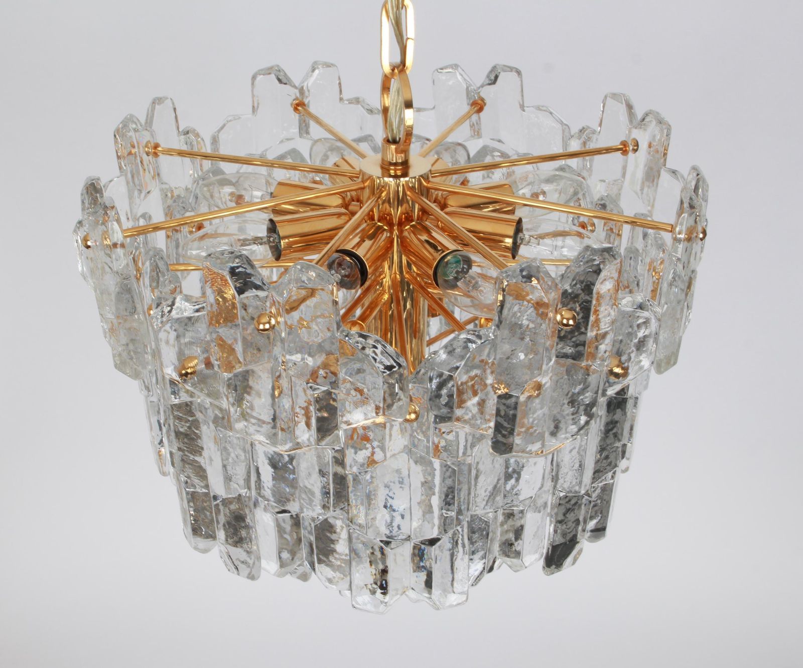 Stunning Gilt Brass, Murano Glass Chandelier Palazzo, Kalmar, Austria, 1970s photo 2278.0