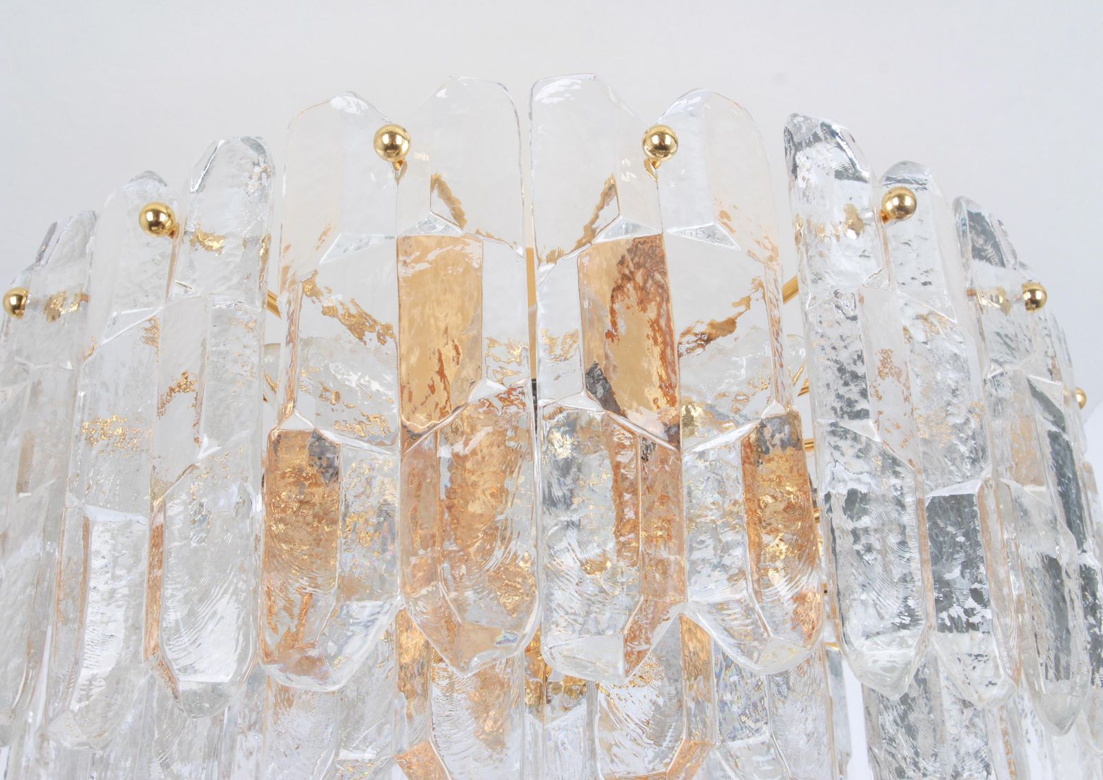 2390.0 Stunning Gilt Brass, Crystal Glass Light Fixture Palazzo, Kalmar, Austria, 1970 photo
