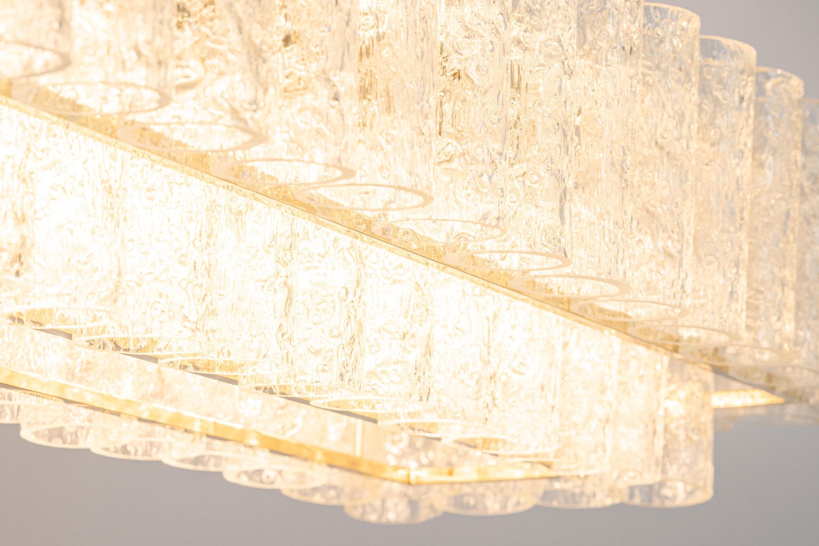 Large Doria Ice Glass Tubes Chandelier, Germany, 1960s photo vinterior