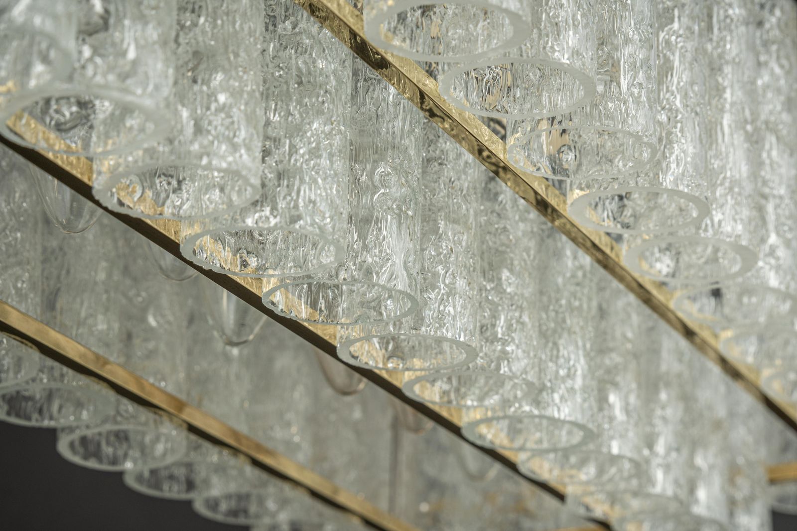 photo furniture Large Doria Ice Glass Tubes Chandelier, Germany, 1960s