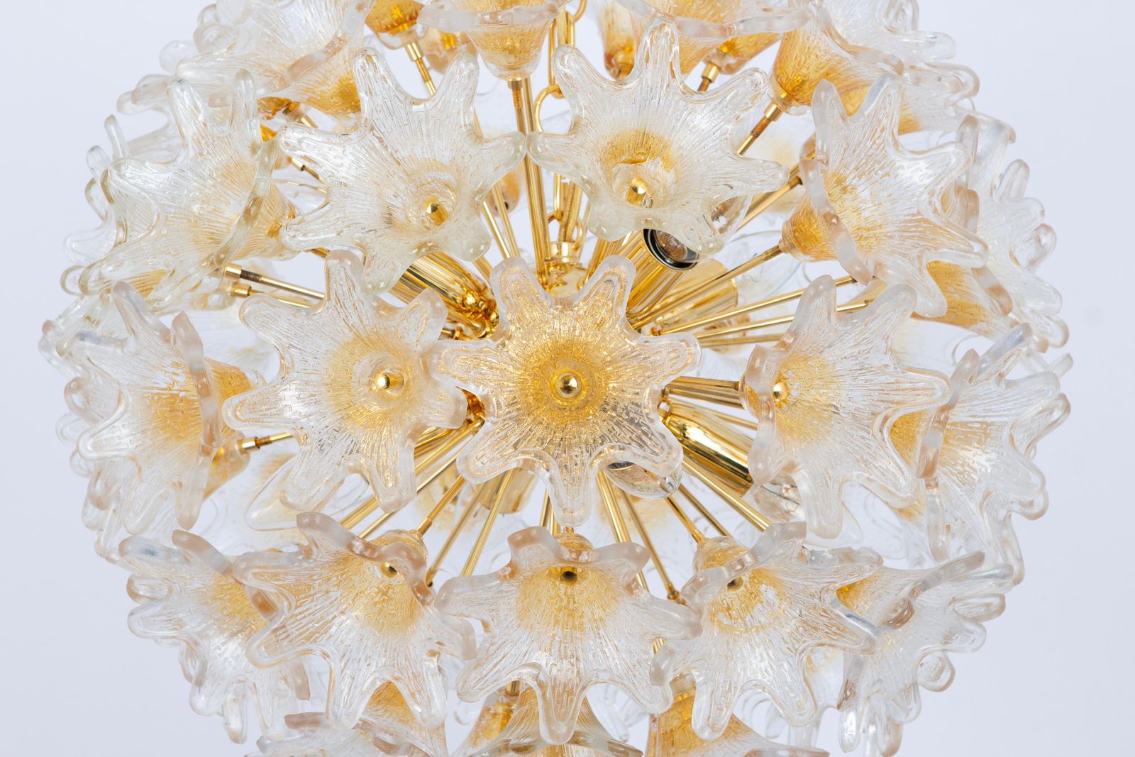 Spectacular Murano Glass Sunburst Flower Chandelier By Venini Veart, Italy 1970s photo furniture
