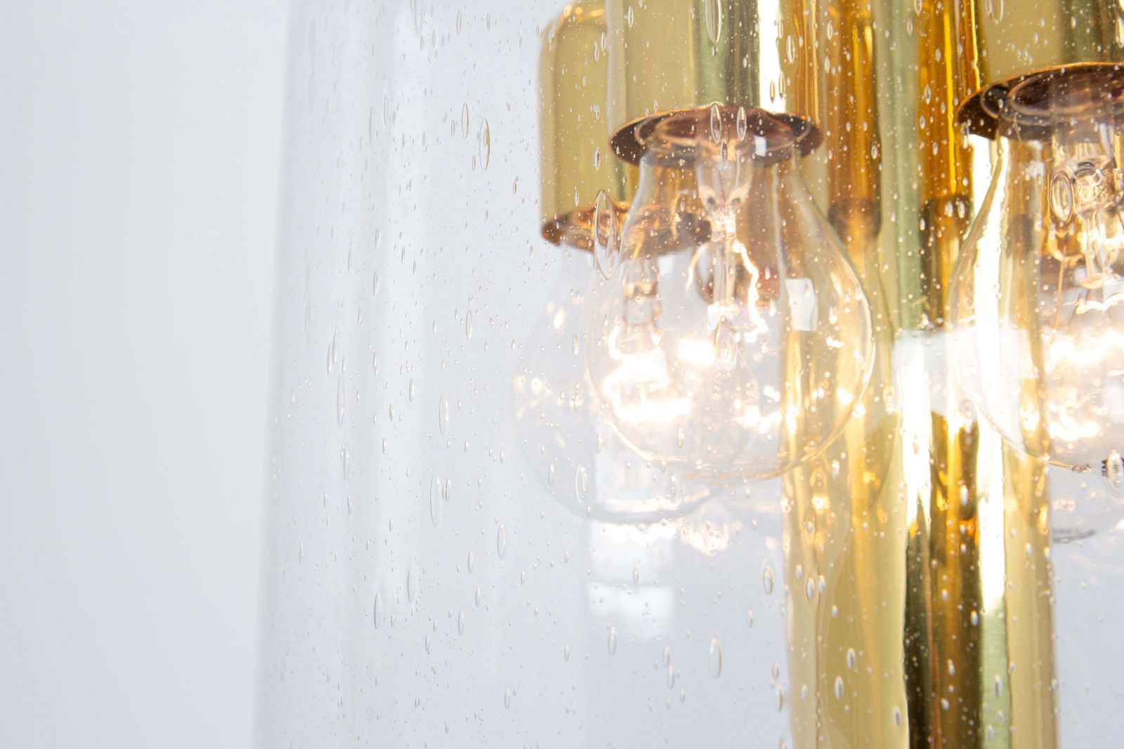1 Of 3 Brass Lantern Form Pendant Cylindrical Glass By Limburg, Germany, 1960s photo 2493.0