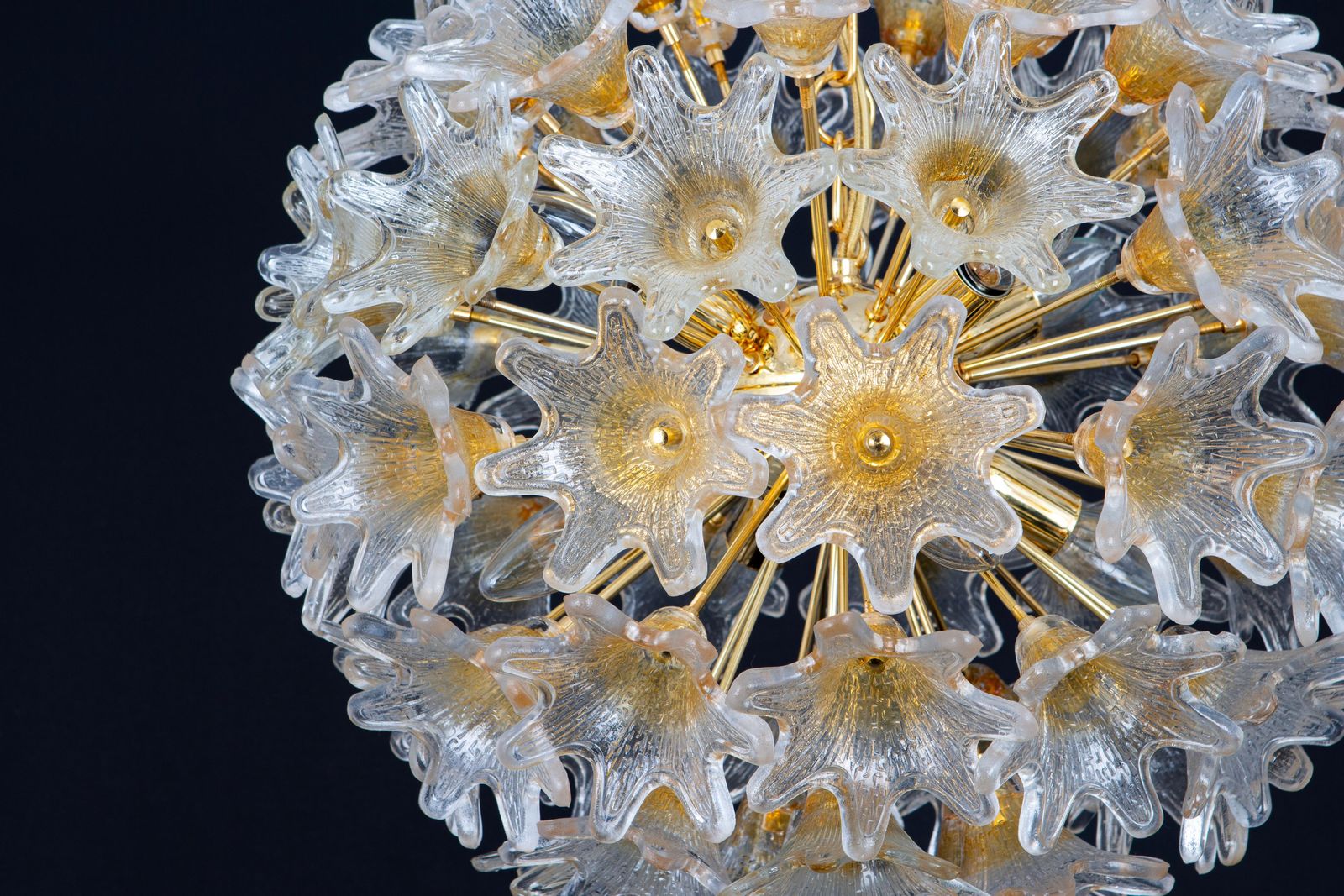 Spectacular Murano Glass Sunburst Flower Chandelier By Venini Veart, Italy 1970s photo buy