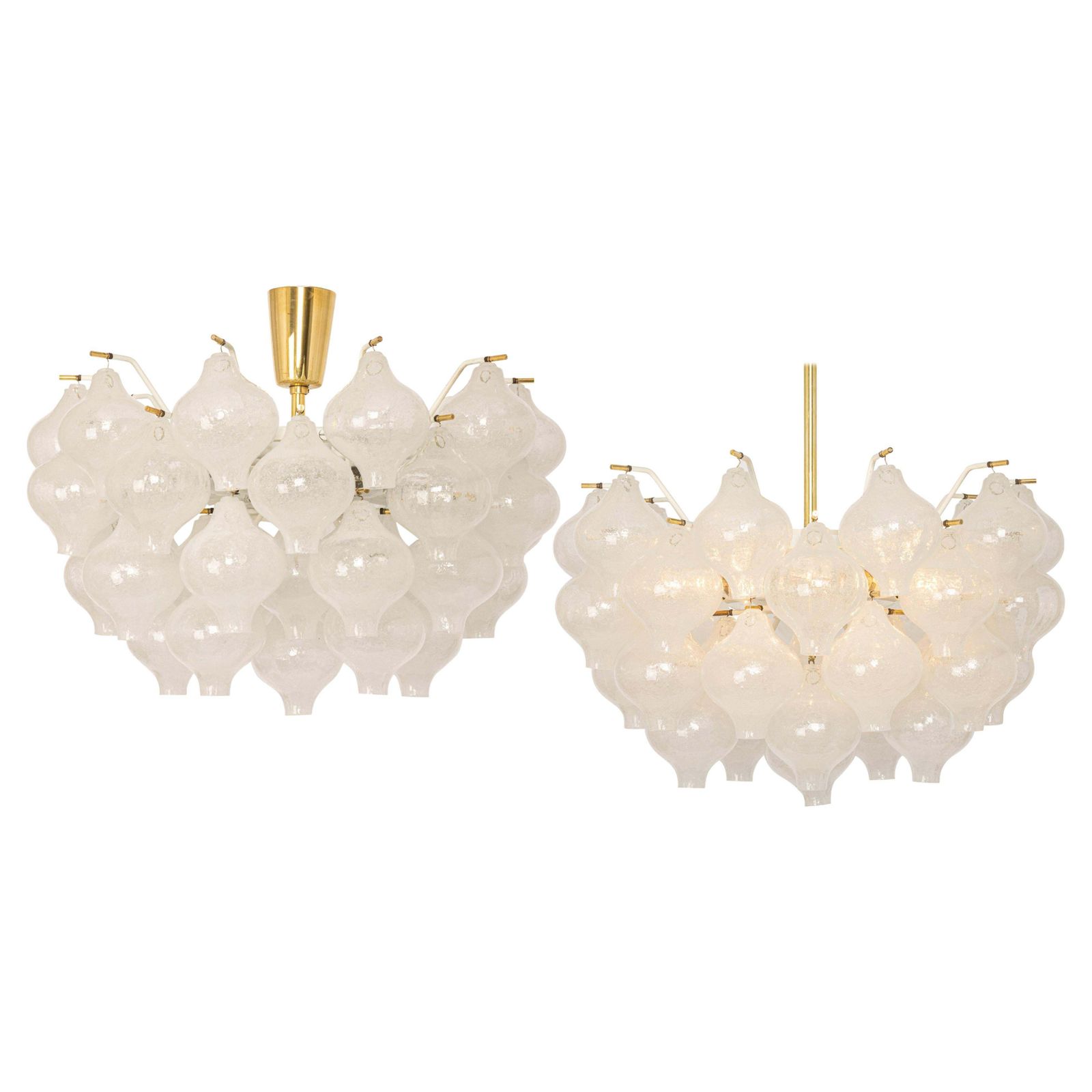 1 Of 6 Large Tulipan Glass Flush Mount / Chandelier By Kalmar, Austria, 1960s