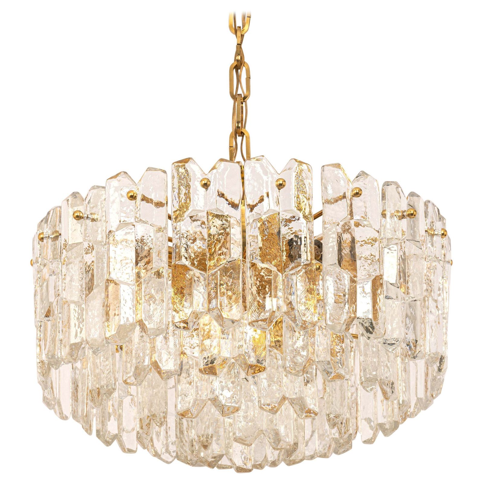 1 Of 3 Gilt Brass, Murano Glass Chandelier Palazzo, Kalmar, Austria, 1970s