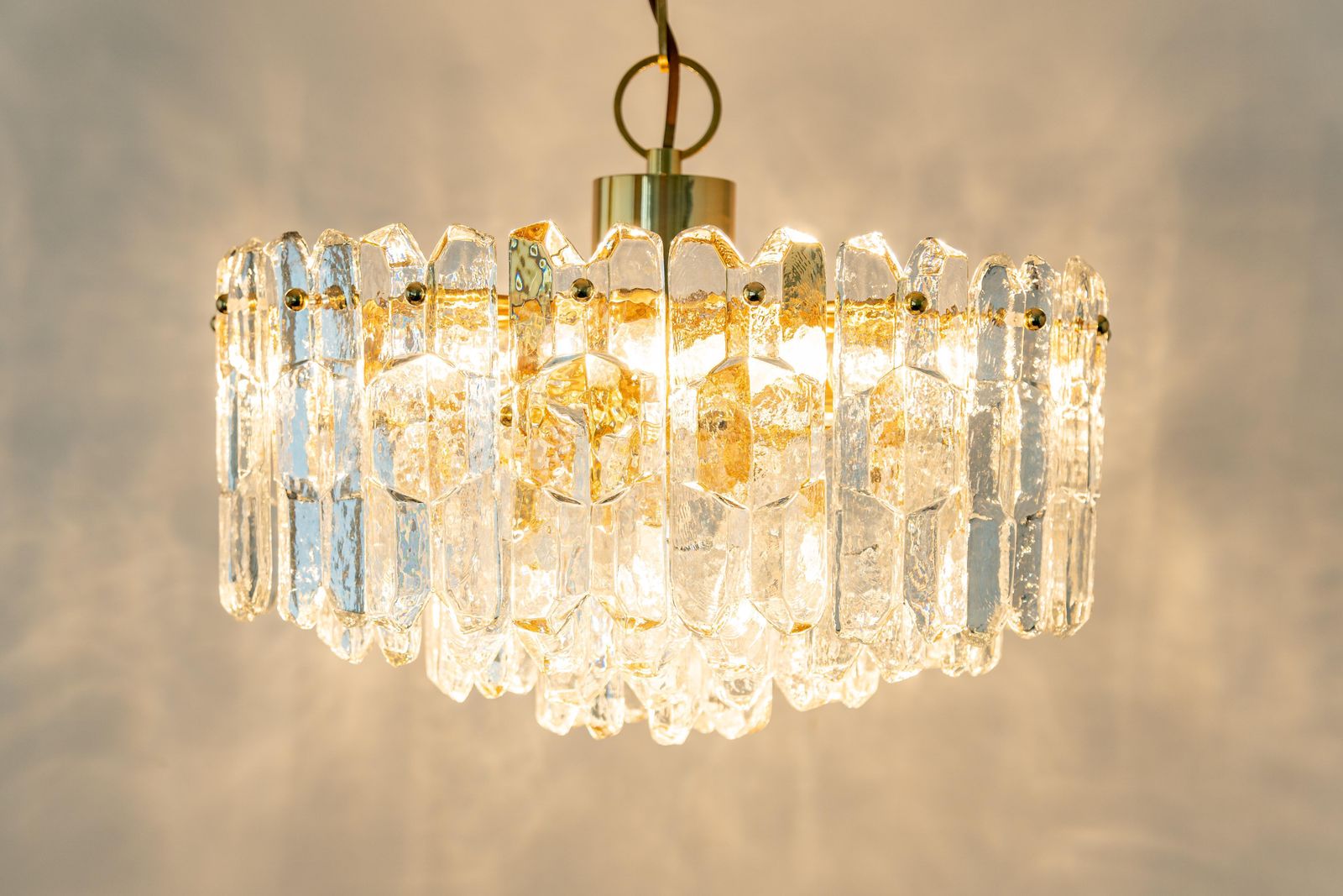 Lighting 1 Of 3 Gilt Brass, Murano Glass Chandelier Palazzo, Kalmar, Austria, 1970s photo
