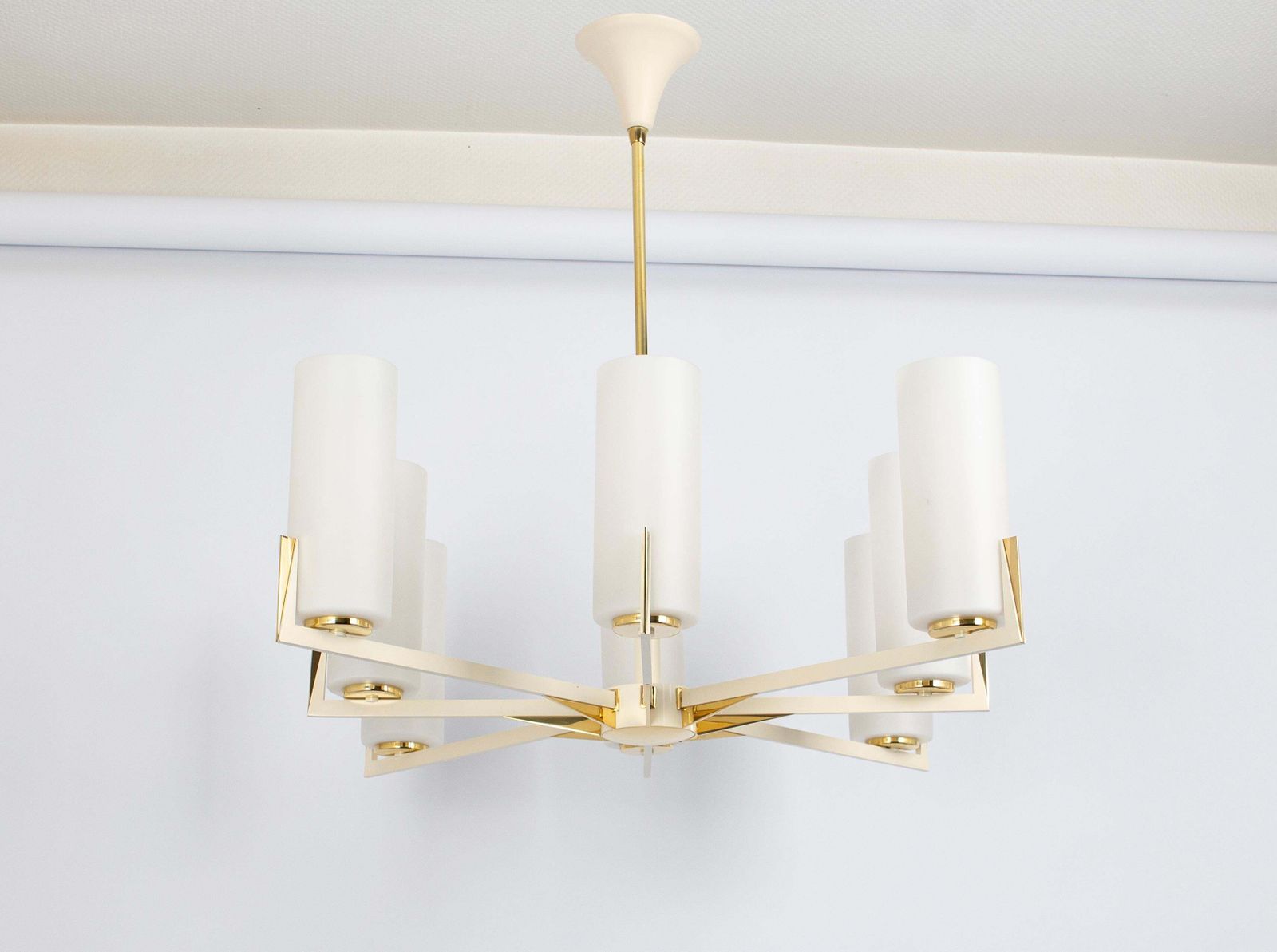 Large Glass Sunburst Chandelier, Kaiser, Germany, 1960s photo furniture