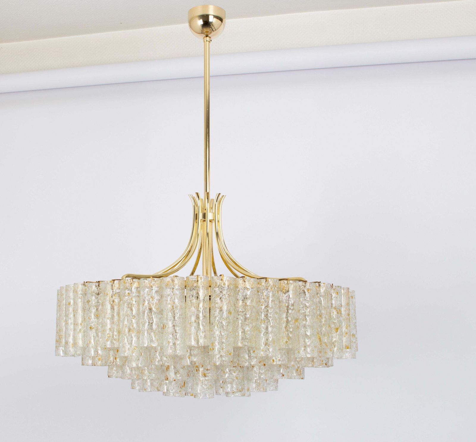 Stunning Large Doria Ice Glass Tubes Chandelier, Germany, 1960s photo for sale