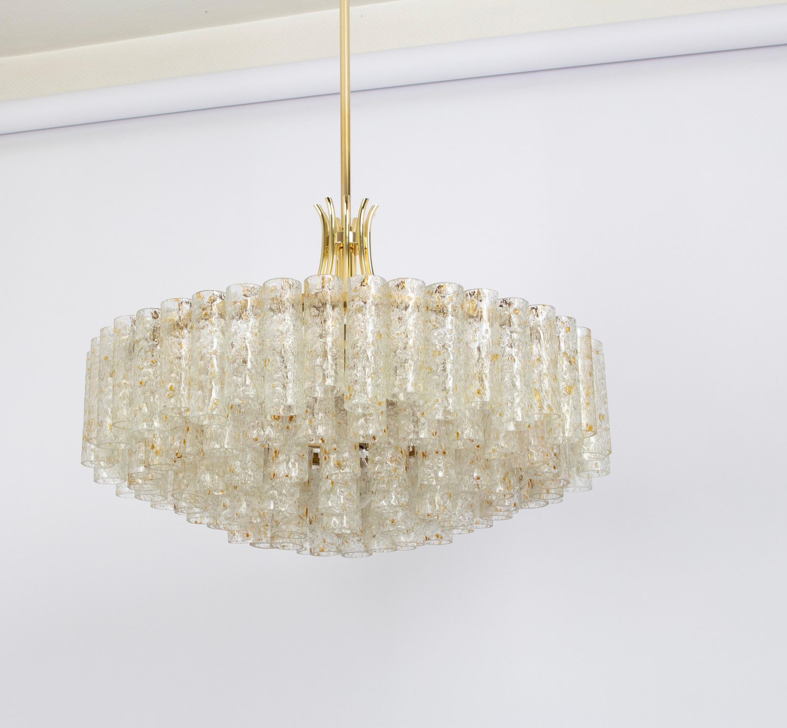 Stunning Large Doria Ice Glass Tubes Chandelier, Germany, 1960s photo 2751.0
