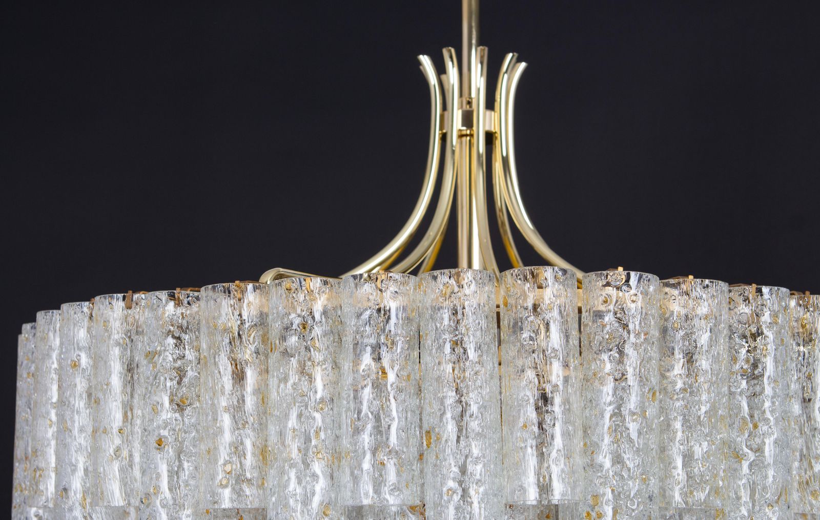 Lighting Stunning Large Doria Ice Glass Tubes Chandelier, Germany, 1960s photo