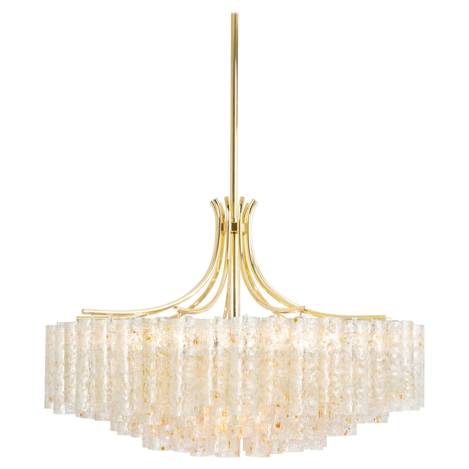 Stunning Large Doria Ice Glass Tubes Chandelier, Germany, 1960s
