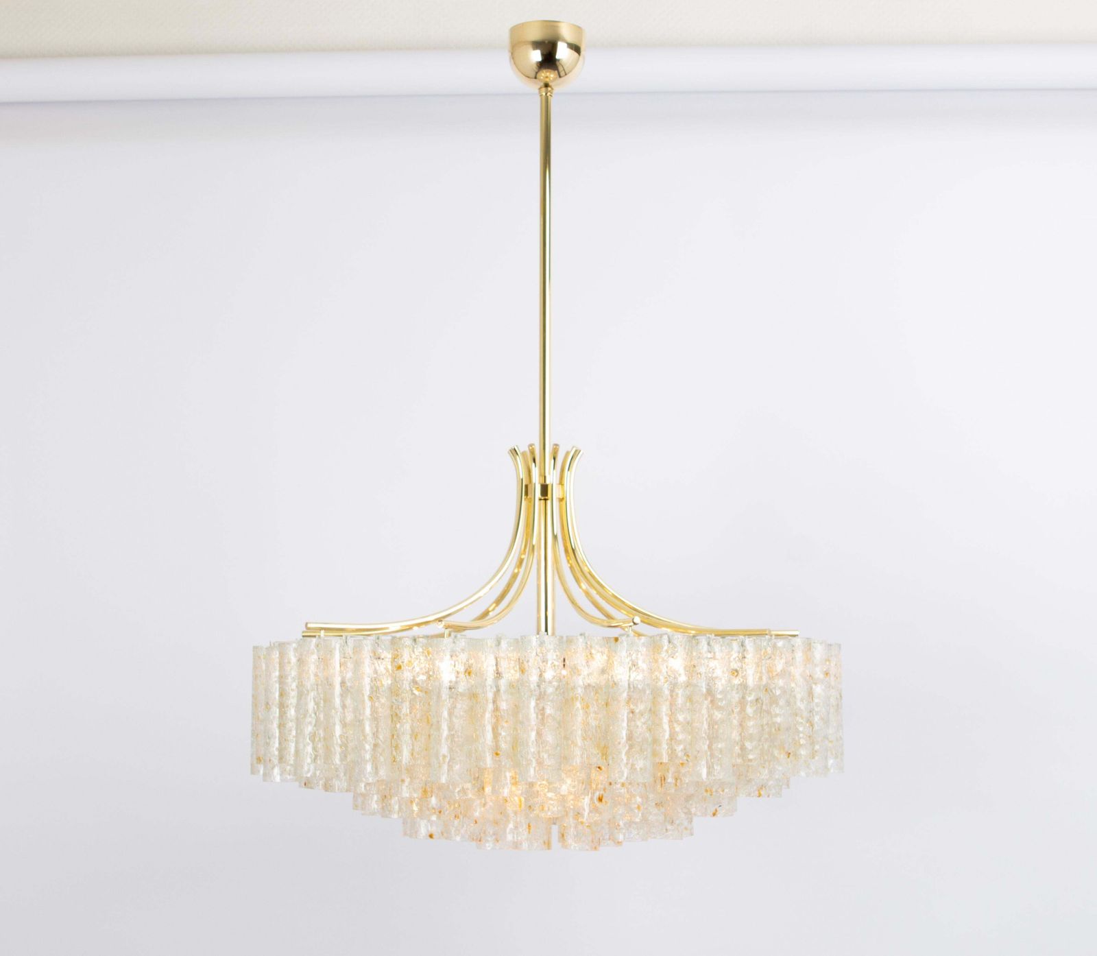 Stunning Large Doria Ice Glass Tubes Chandelier, Germany, 1960s photo Lighting