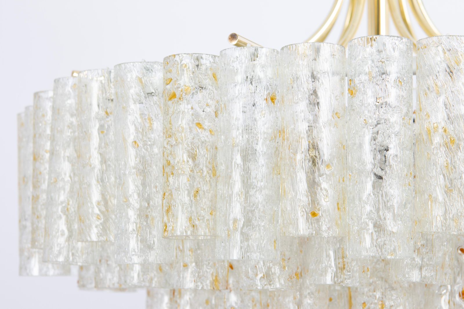 photo furniture Stunning Large Doria Ice Glass Tubes Chandelier, Germany, 1960s