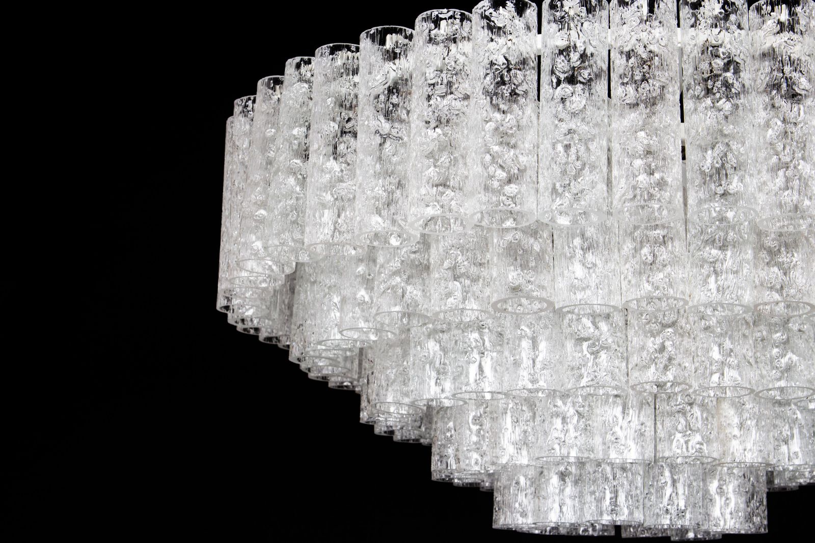 photo for sale 1 Of 3 Large Doria Ice Glass Tubes Chandelier, Germany, 1960s