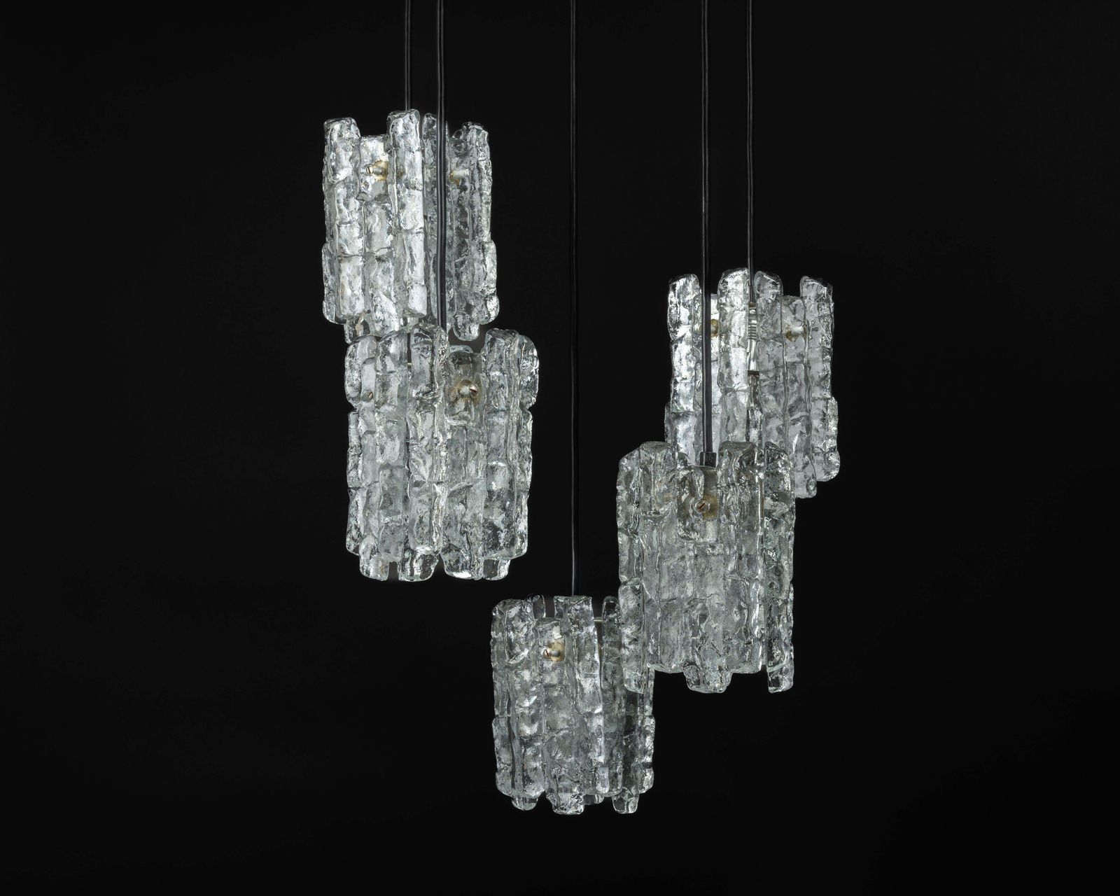 photo furniture Stunning Designer Cascading Chandelier Murano Glass By Kalmar, Austria, 1970s