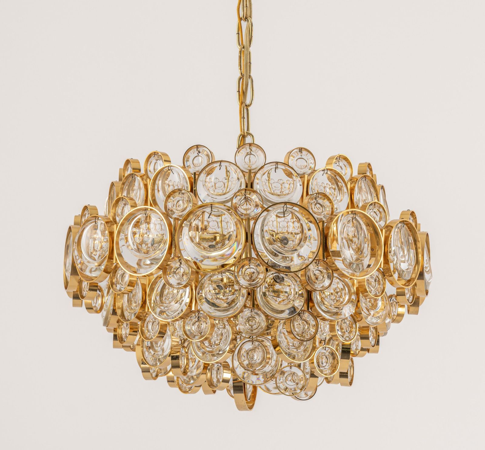 Stunning Gilt Brass Chandelier, Sciolari Design Style By Palwa, Germany, 1970s photo for sale
