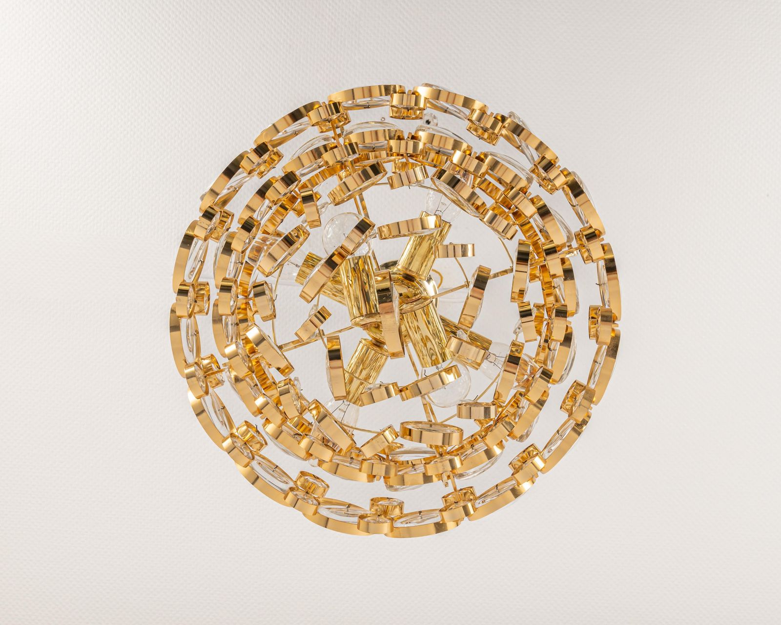 Stunning Gilt Brass Chandelier, Sciolari Design Style By Palwa, Germany, 1970s photo 3009.0