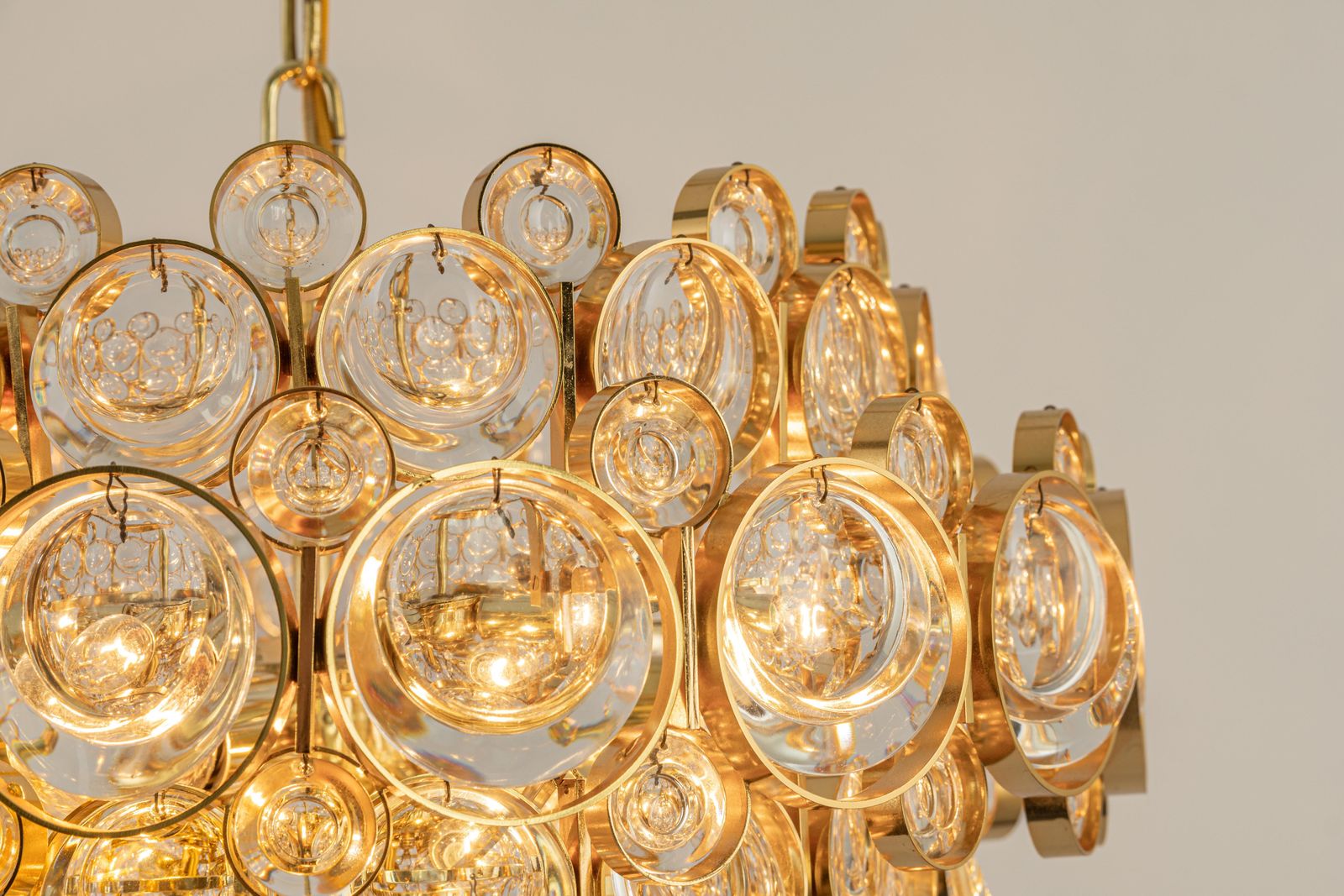 photo furniture Stunning Gilt Brass Chandelier, Sciolari Design Style By Palwa, Germany, 1970s
