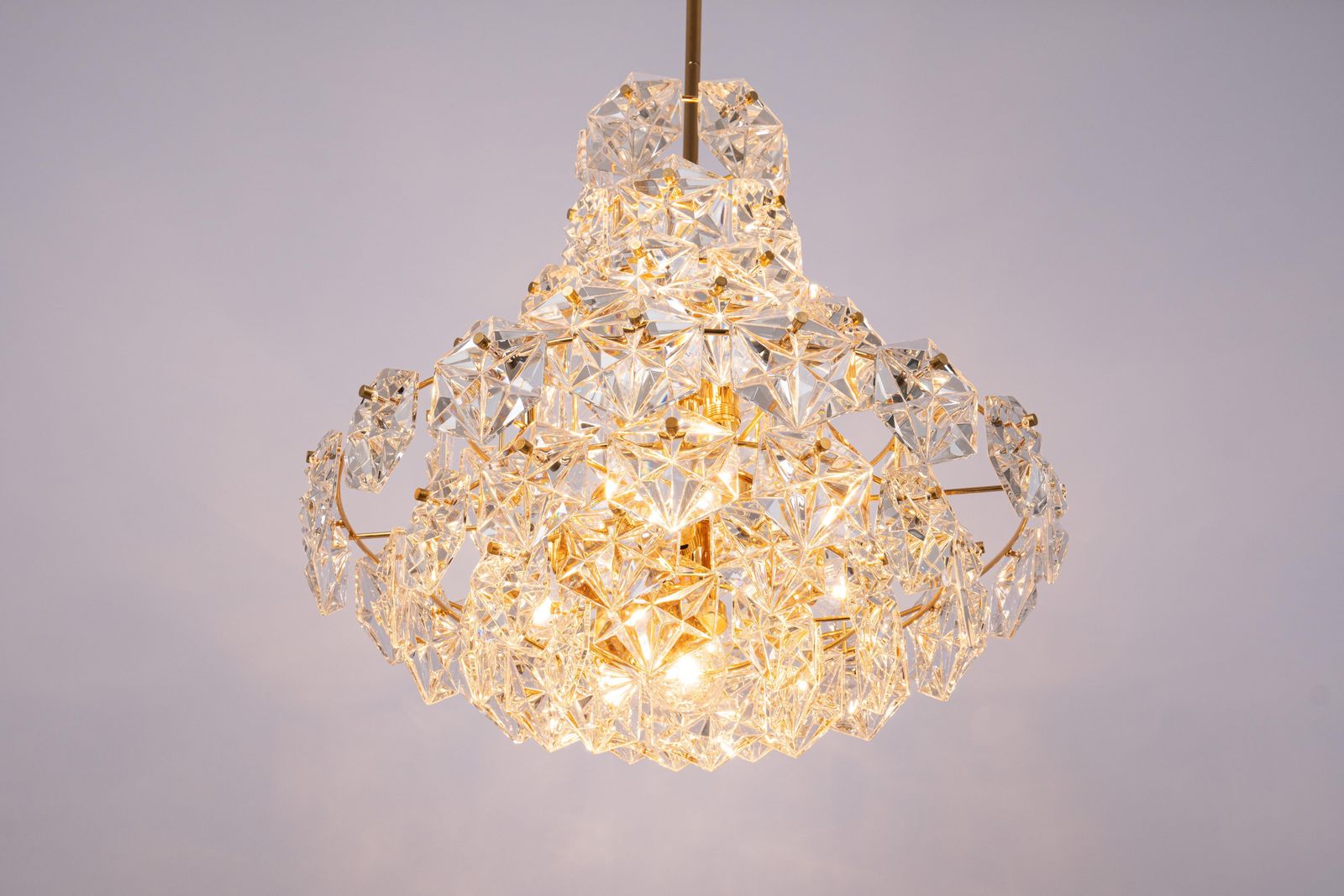 Stunning Huge Chandelier, Brass And Crystal Glass By Kinkeldey, Germany, 1970s photo buy