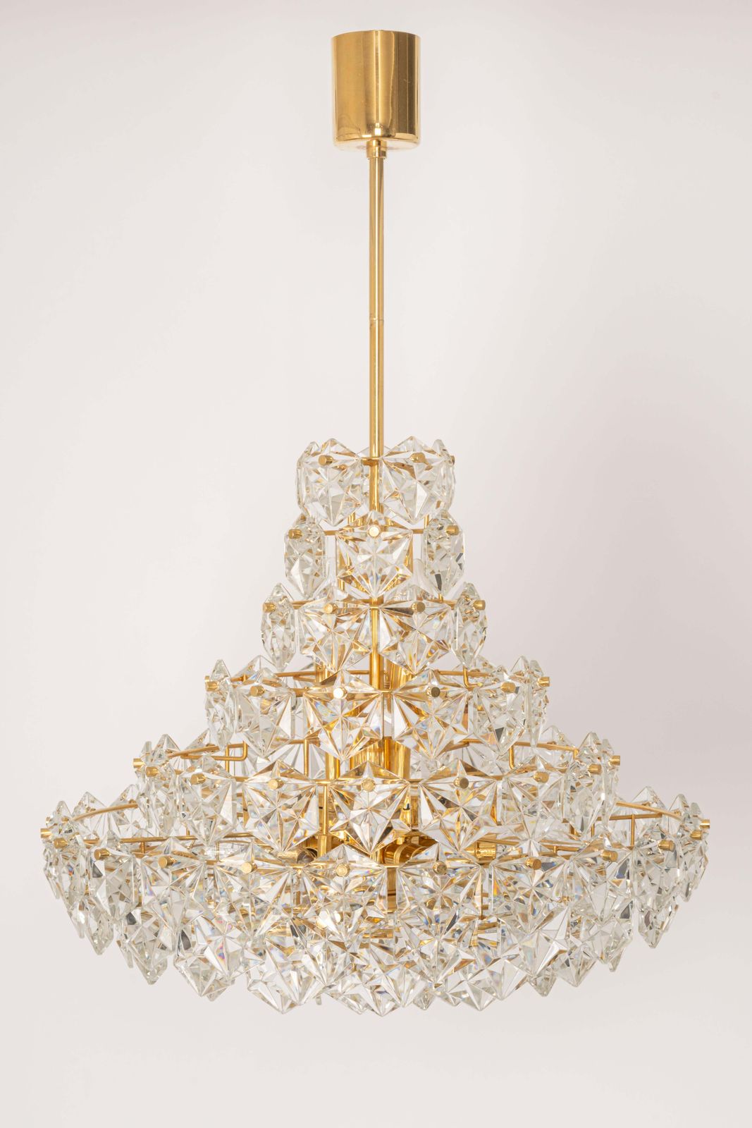 Stunning Huge Chandelier, Brass And Crystal Glass By Kinkeldey, Germany, 1970s photo for sale