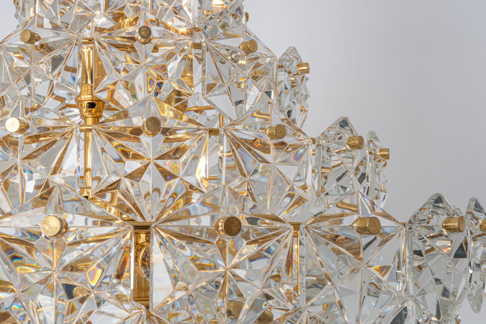 Stunning Huge Chandelier, Brass And Crystal Glass By Kinkeldey, Germany, 1970s photo Lighting