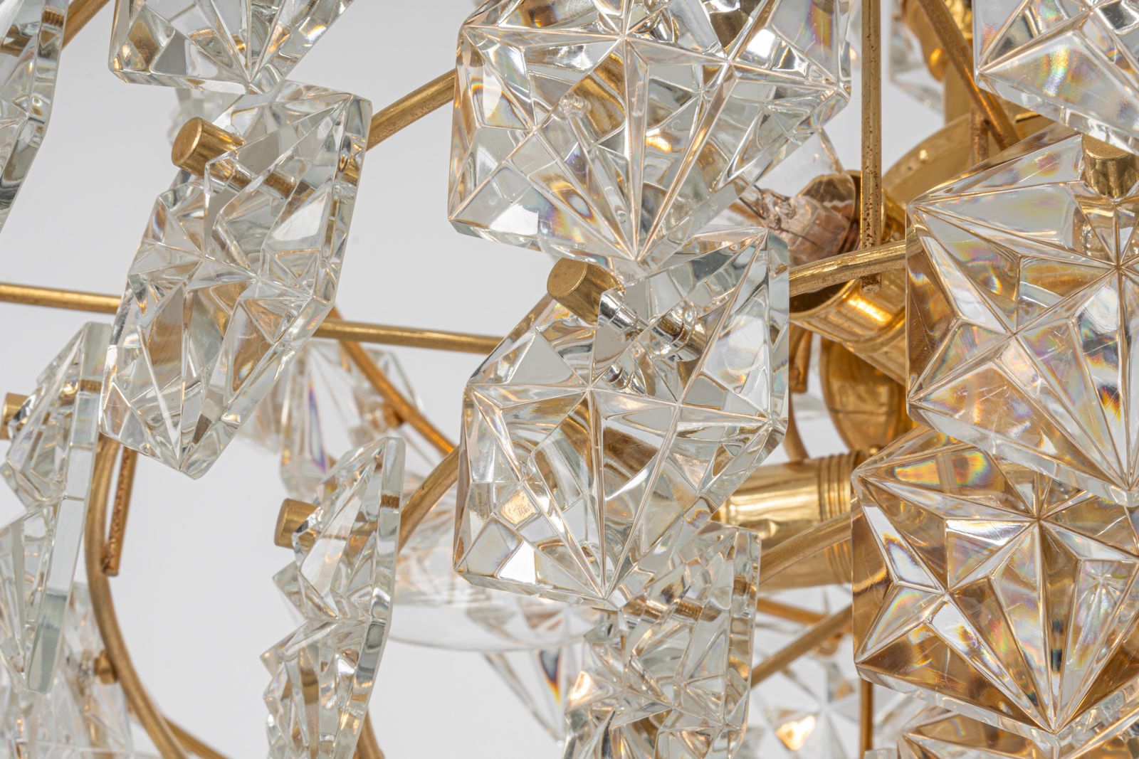 Stunning Huge Chandelier, Brass And Crystal Glass By Kinkeldey, Germany, 1970s photo buy